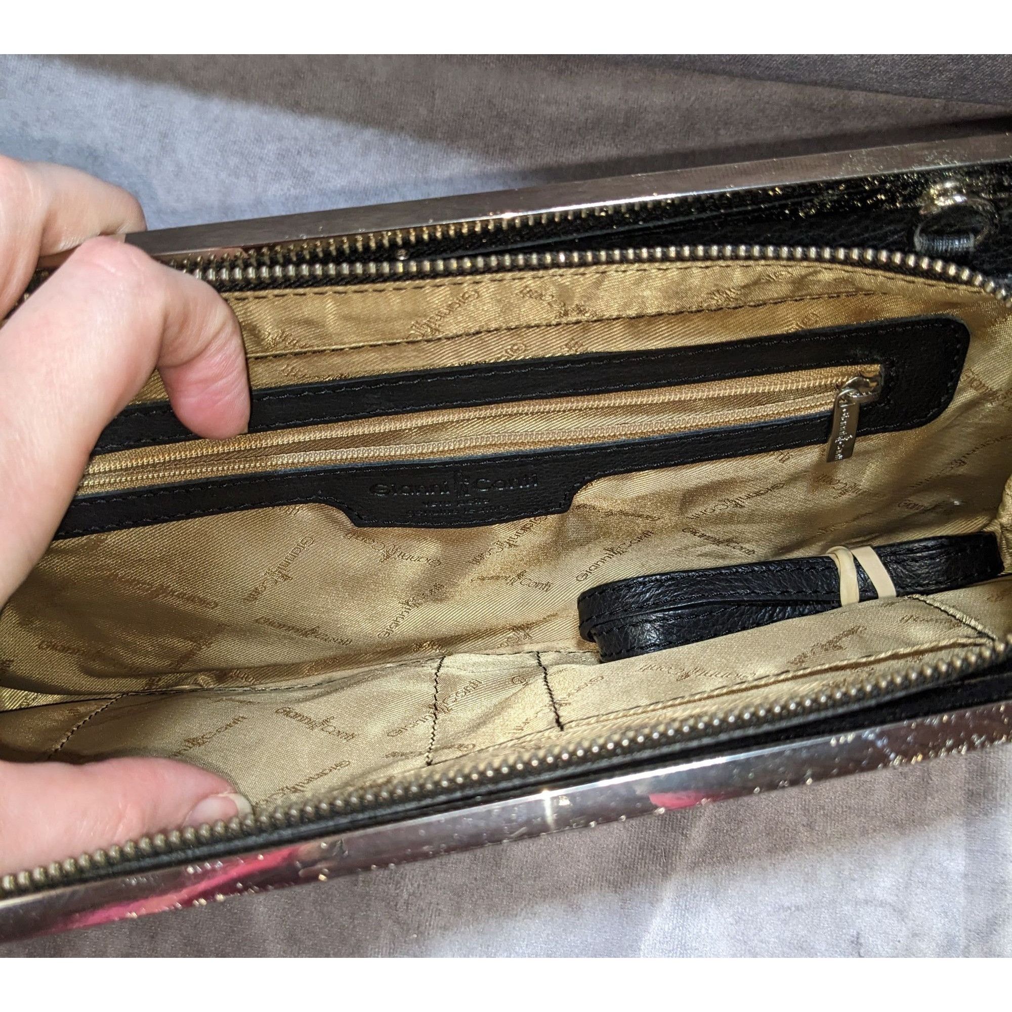 Other Gianni Conti Black Leather Clutch Purse With Silver Accent B Size ONE SIZE - 2 Thumbnail