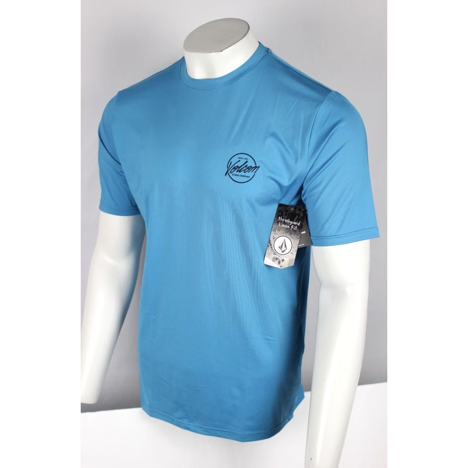 Volcom Volcom Men's Stone Stamp Short Sleeve Rash Guard Loose Fit Blue UPF 50+ Surfing Beach Shirt Mens Large Size US 33 - 2 Thumbnail