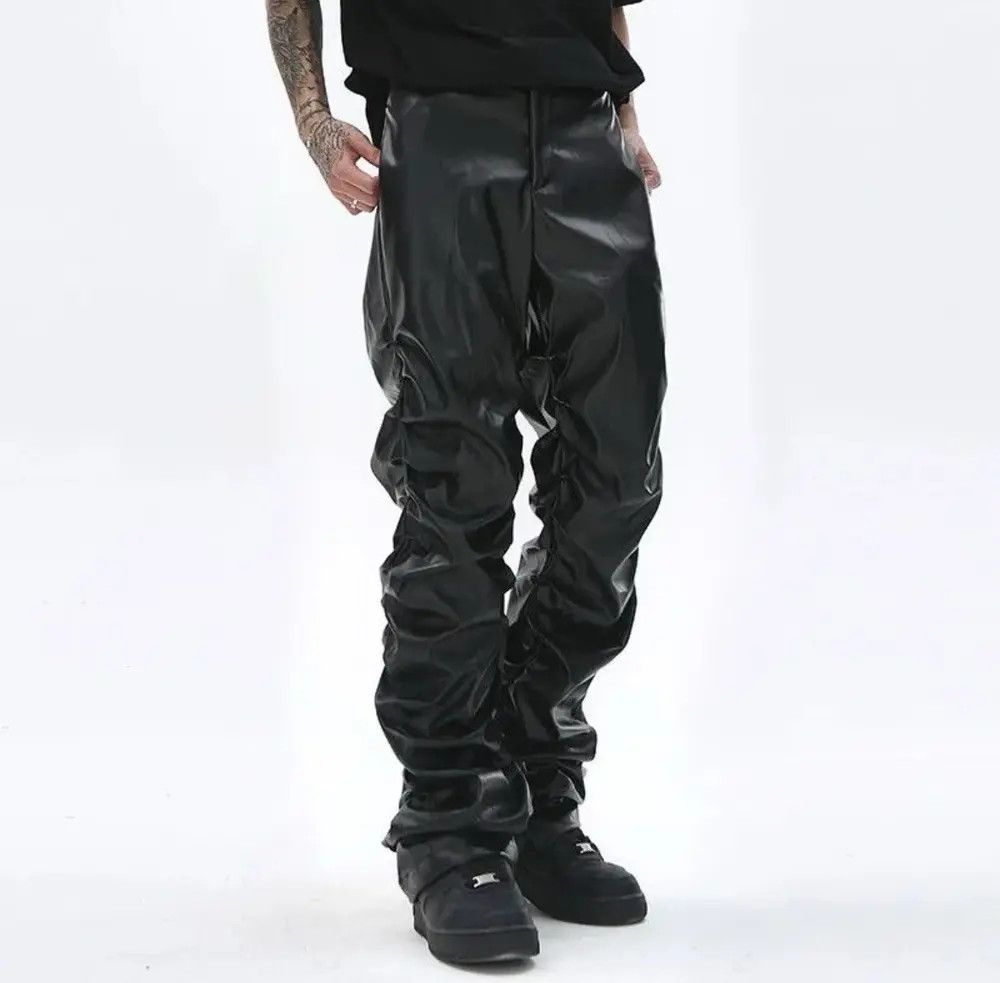 Leather PU Leather Ruched Casual Pant Size US 34 / EU 50 - 3 Thumbnail