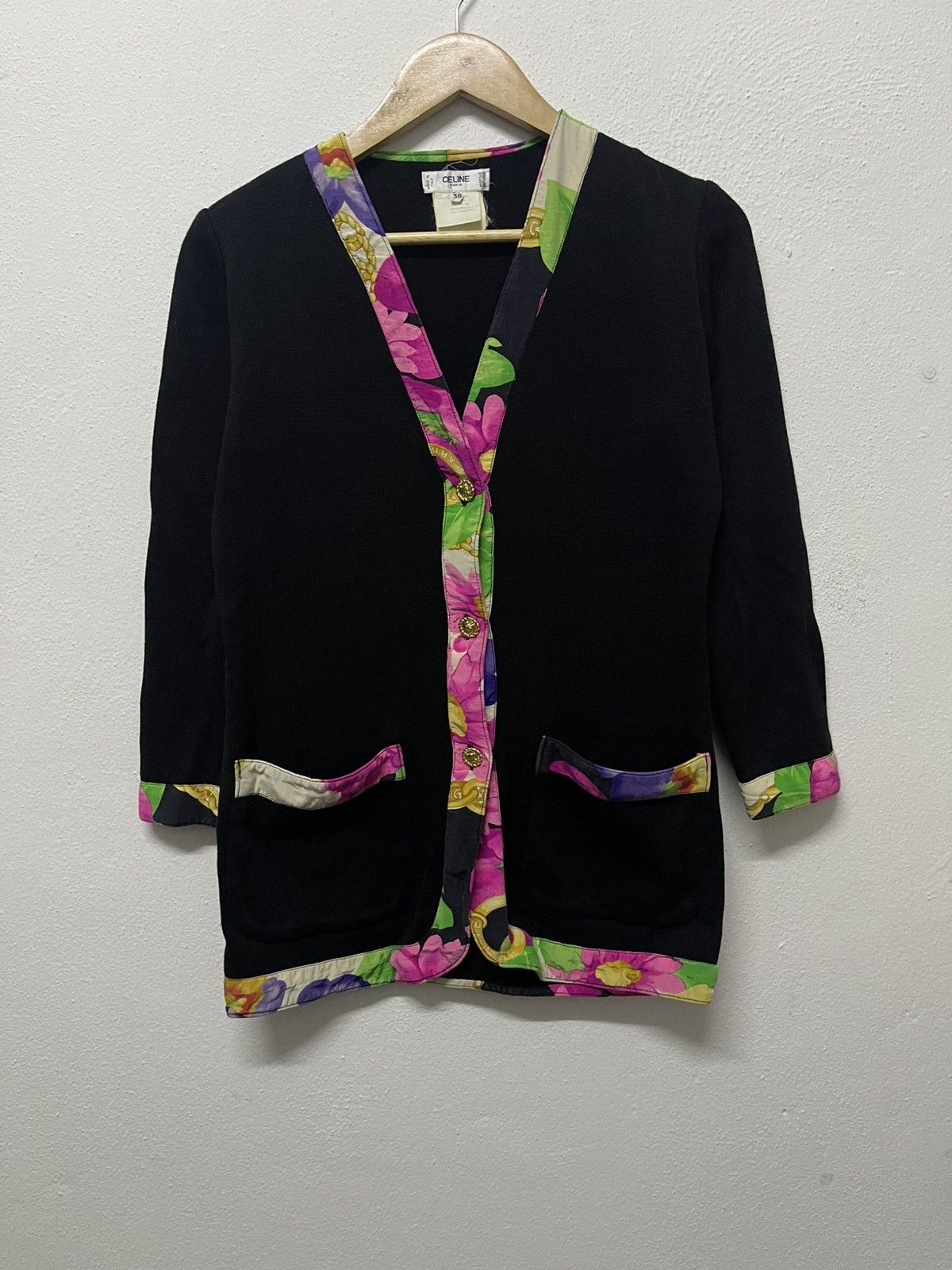 Celine 80s CELINE PARIS SILK/COTTON CARDIGAN FLORAL DESIGN RARE Size XS / US 0-2 / IT 36-38 - 1 Thumbnail