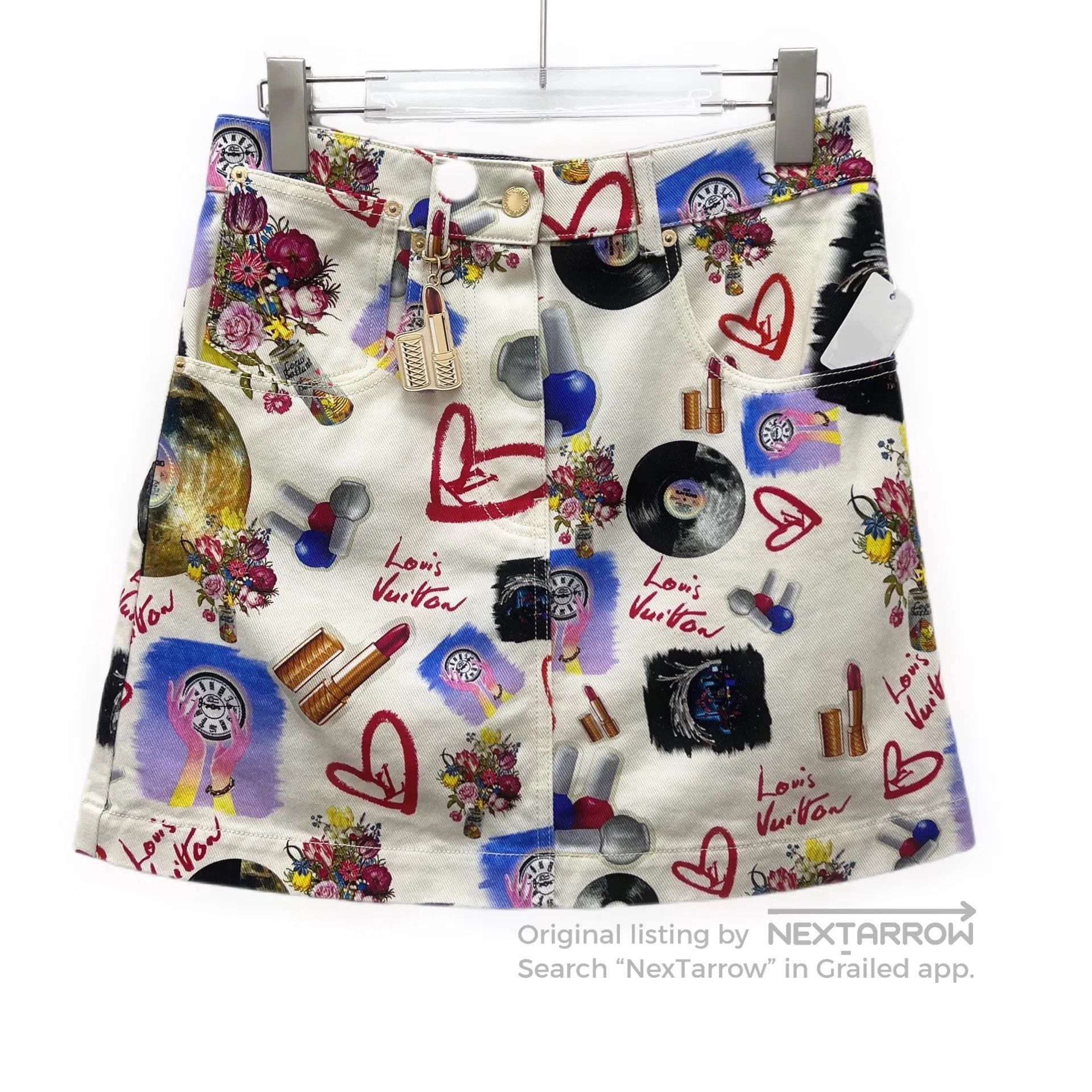 Louis Vuitton Louis Vuitton Multicolor Makeup Floral Print Denim Skirt| Size 35" - 1 Thumbnail