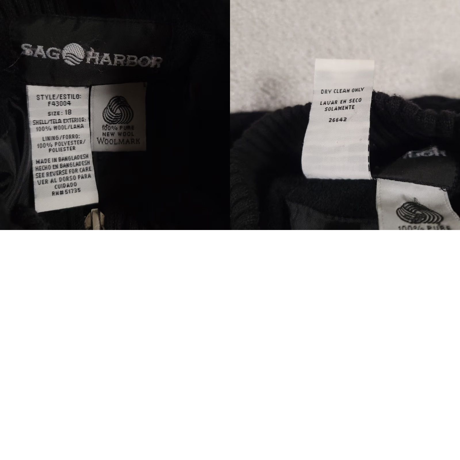 Vintage VINTAGE Sag Harbor Zip Coat Women's 18 Black Wool Classic Preppy Career Lined Jacket Size XXL / US 16-18 / IT 52-54 - 9 Thumbnail
