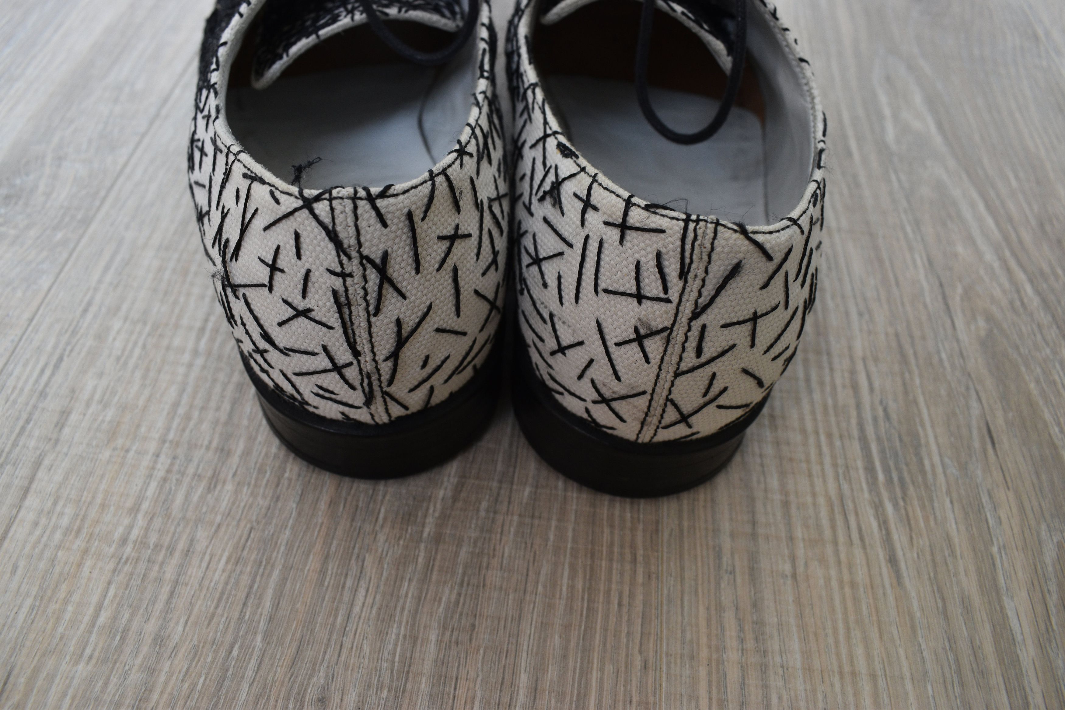 Raf Simons Raf Simons SS09 Stitched Embroidered Black and White Derbies Size US 8 / EU 41 - 5 Thumbnail