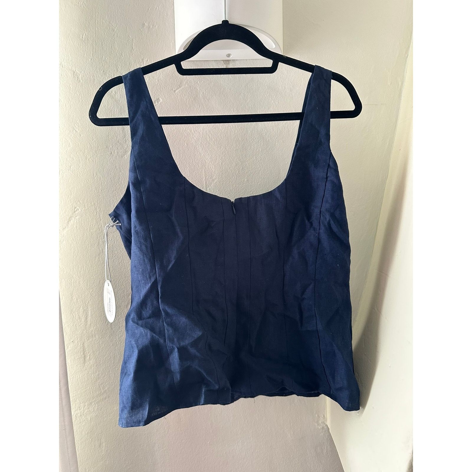 Staud STAUD Wells Linen Tank Navy 16 Size XXL / US 16-18 / IT 52-54 - 4 Thumbnail