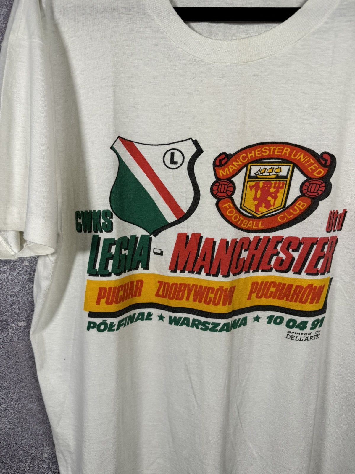 Vintage Manchester United vs Legia 1991 Match Merch T Shirt XLarge Size US XL / EU 56 / 4 - 4 Thumbnail