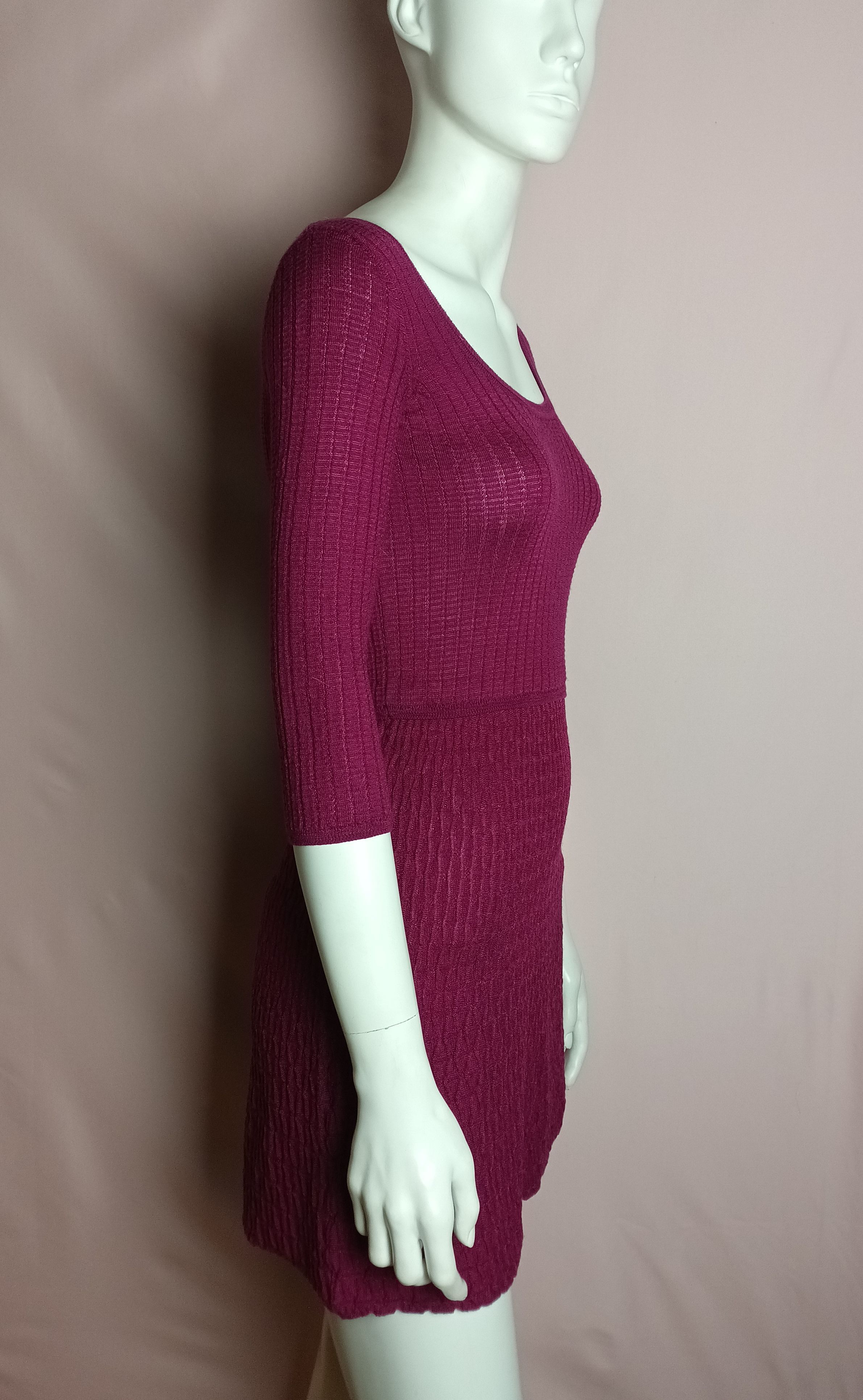 Missoni Missoni Knit Zigzag Fuchsia Short Dress EU 40 Size S / US 4 / IT 40 - 4 Thumbnail