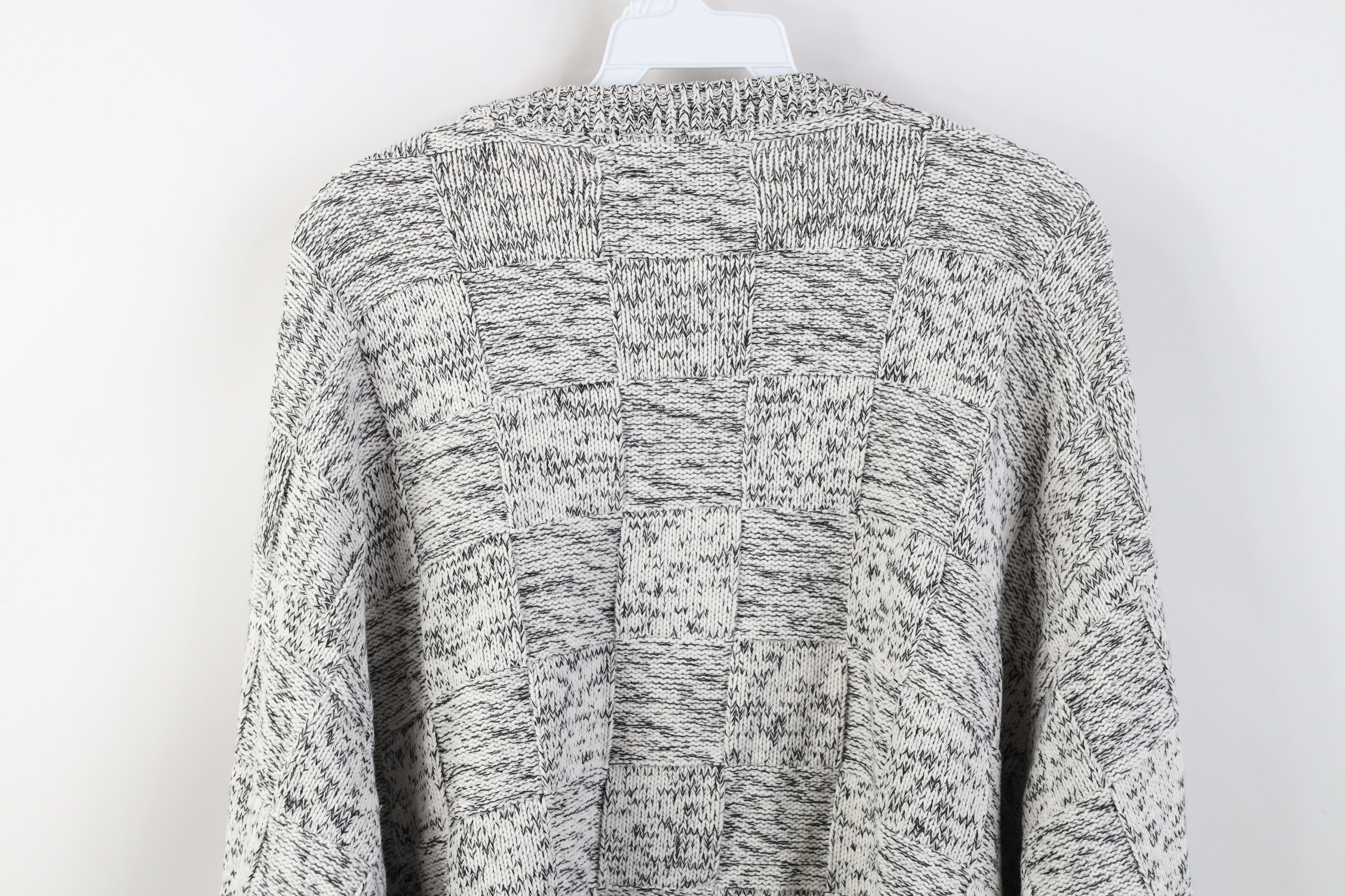 Vintage Vintage 90s Streetwear Heavy Checkered Knit Crewneck Sweater Size US XXL / EU 58 / 5 - 9 Thumbnail