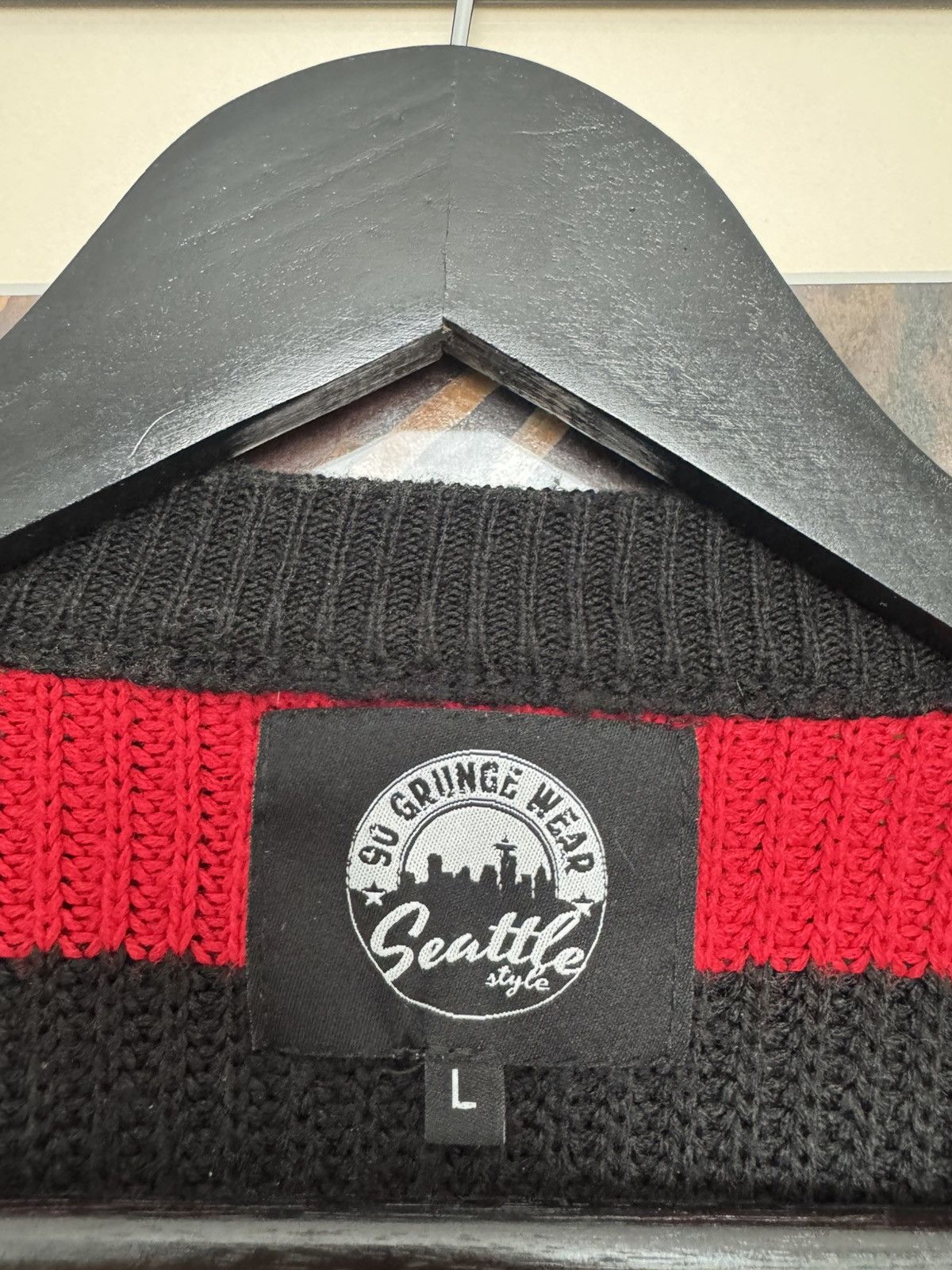 Vintage Oversized Fit Knit Sweater Striped Distressed Krueger Y2k Size US L / EU 52-54 / 3 - 4 Thumbnail