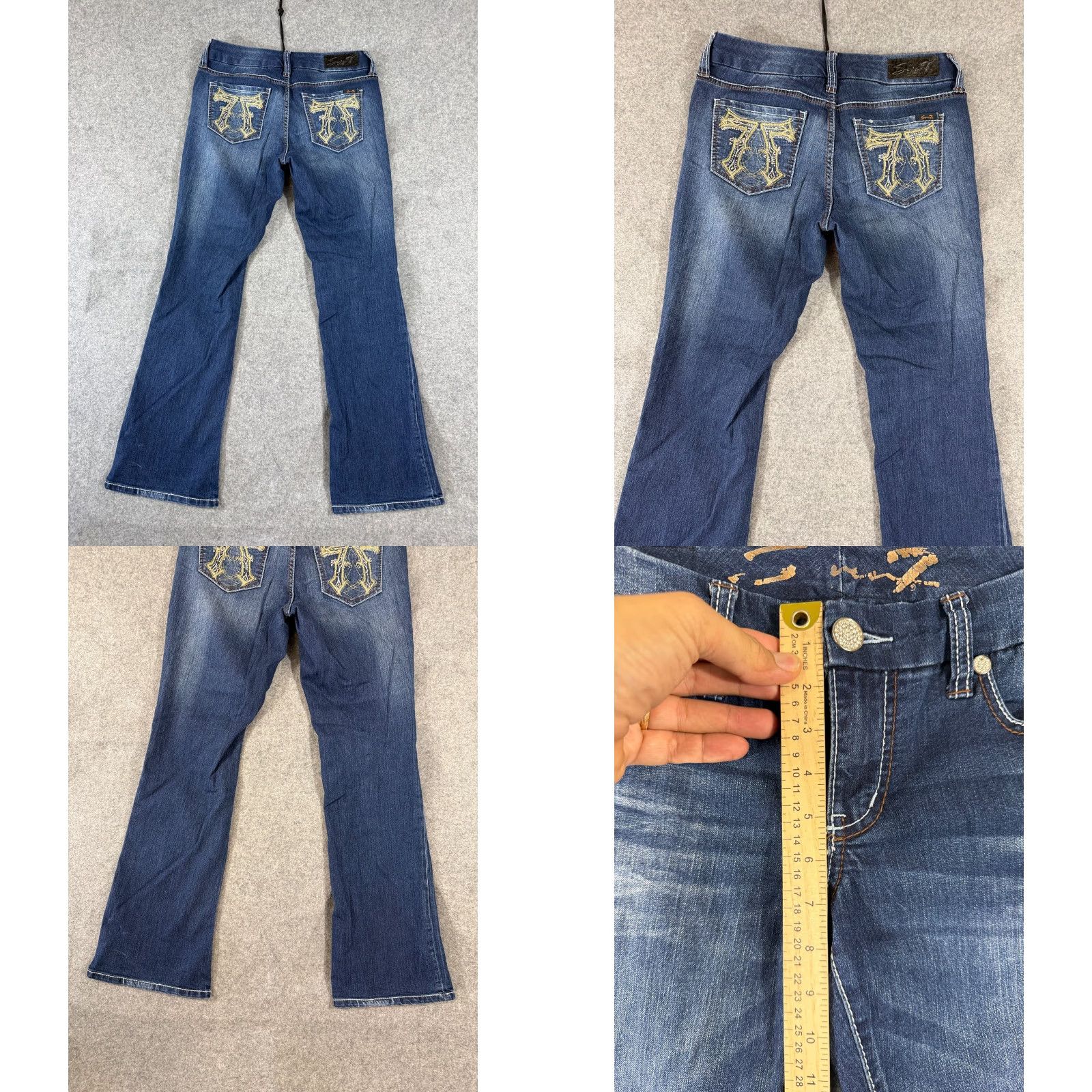 Vintage VINTAGE Seven7 Jeans Womens 6 Blue Denim Bootcut Leg Low Rise Stretch Embroidered Pockets 90s Bohemian Womens Size 28" / US 6 / IT 42 - 9 Thumbnail