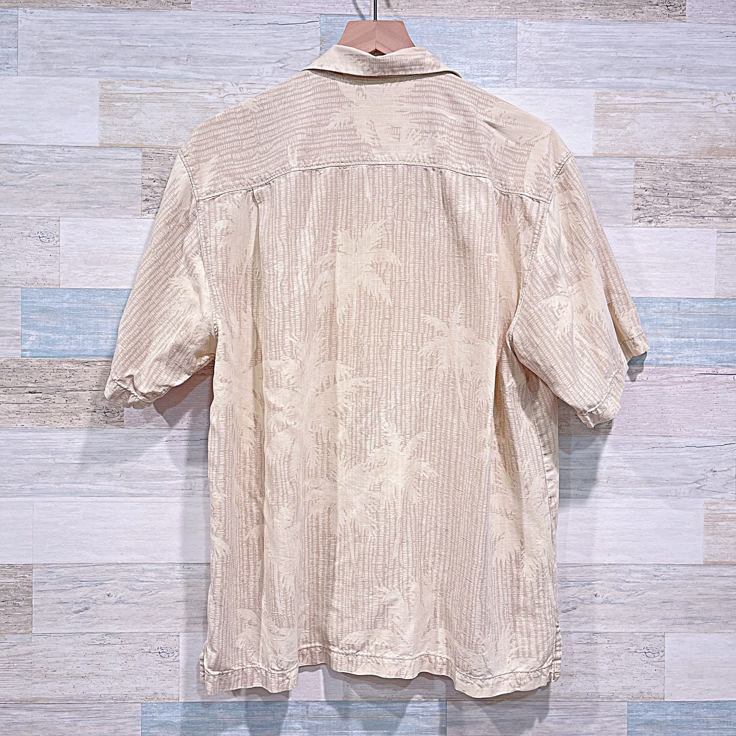 Tommy Bahama TOMMY BAHAMA 100% Silk Hawaiian Camp Shirt Khaki Mens Large Size US L / EU 52-54 / 3 - 4 Thumbnail