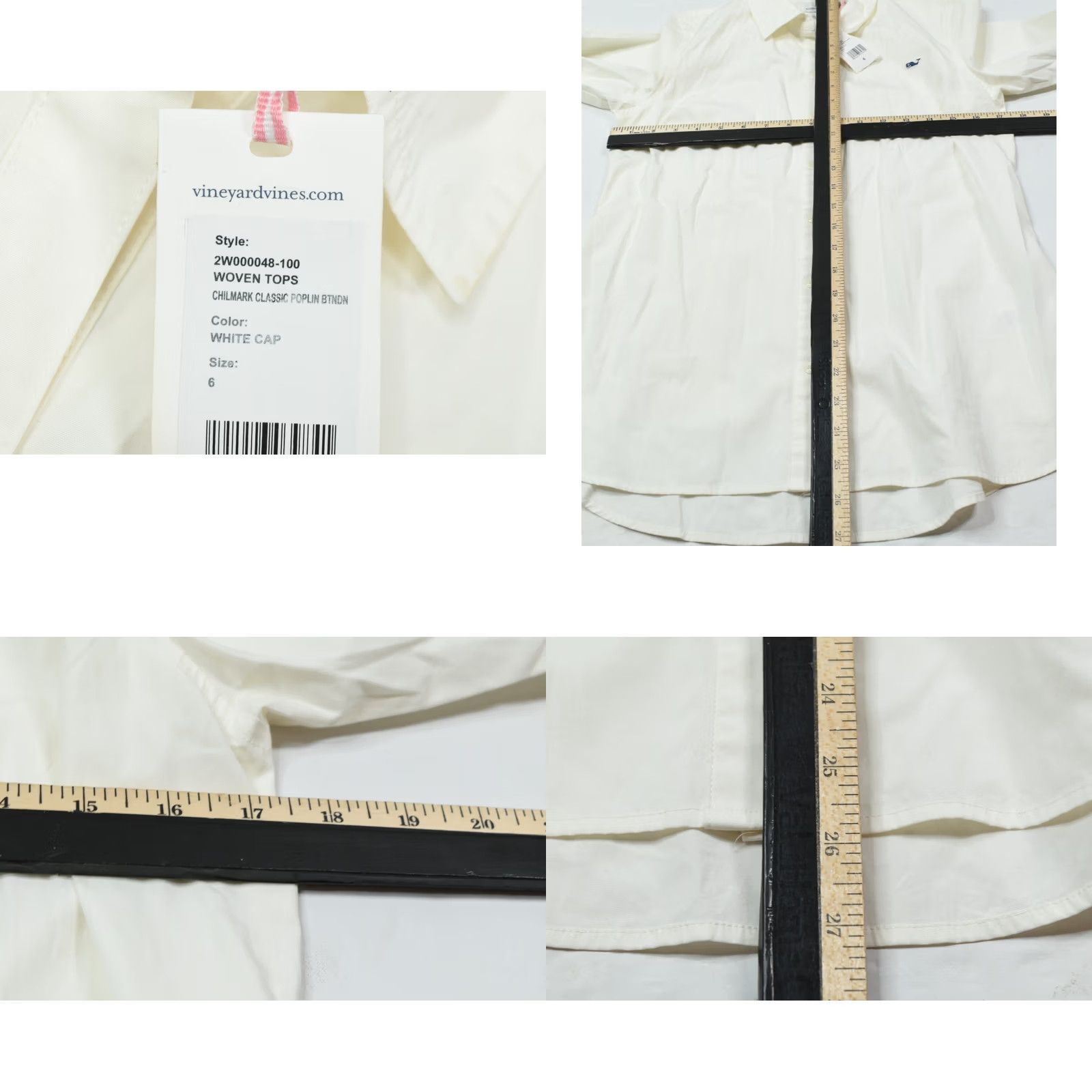 Vineyard Vines VINTAGE Vineyard Vines Chilmark Poplin Shirt Womens 6 White Cap Long Sleeve Button-Down Size M / US 6-8 / IT 42-44 - 8 Thumbnail