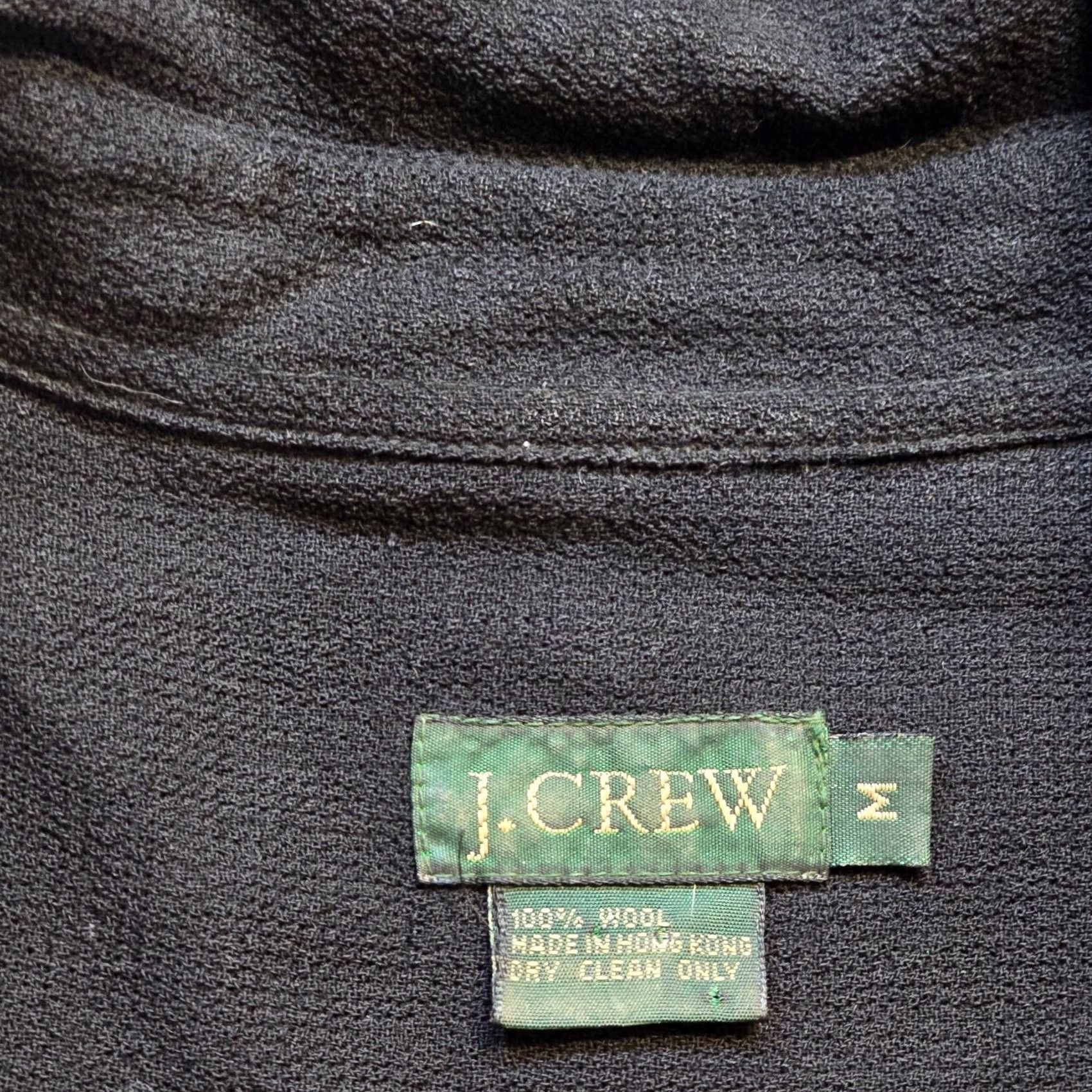 J.Crew J.CREW Button-Up Black Wool Top Womens Medium Long Sleeve Career Basic Shirt Size M / US 6-8 / IT 42-44 - 3 Thumbnail