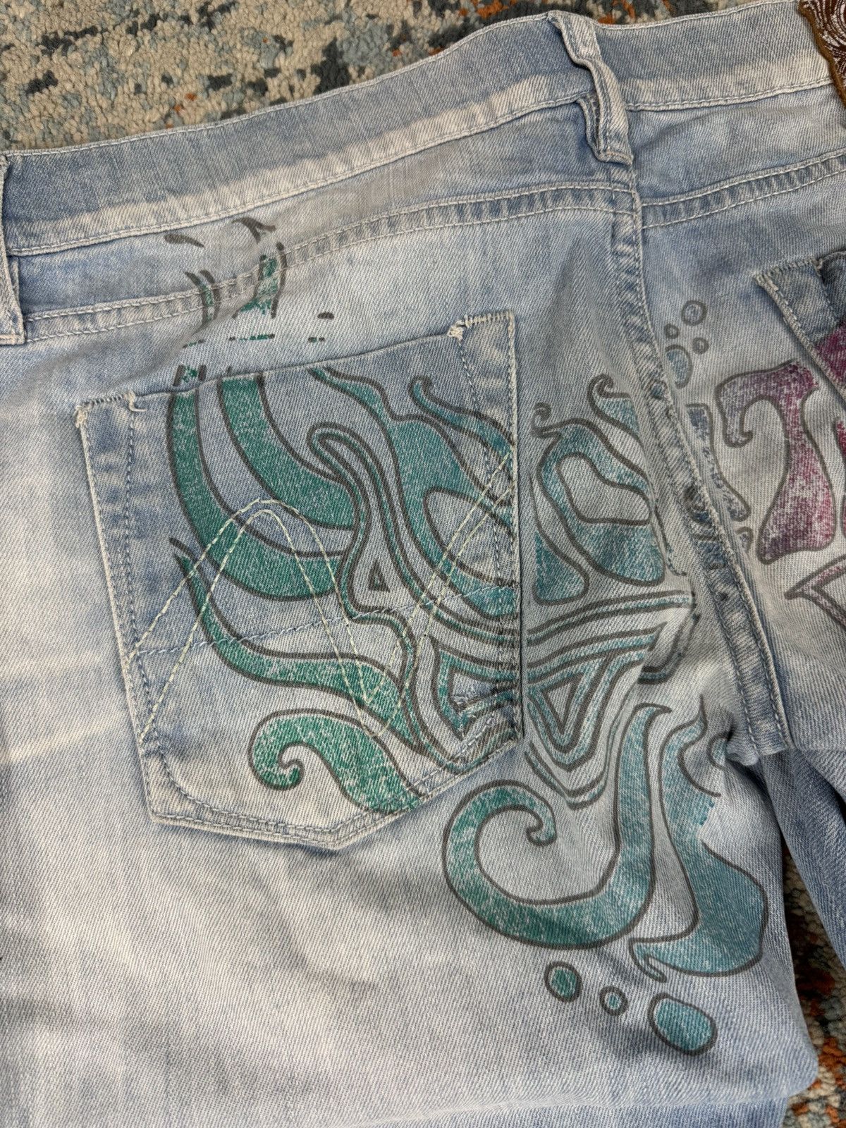 Japanese Brand Vintage Y2K Nolita bell bottom flared printed denim jeans Size 28" / US 6 / IT 42 - 10 Thumbnail