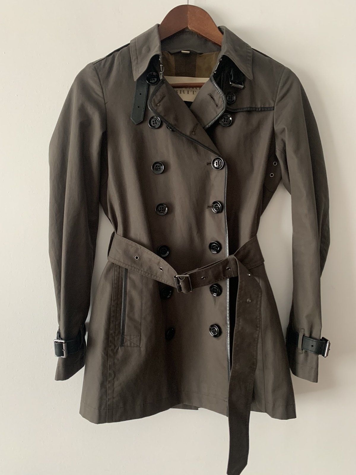 image of Burberry Cotton Gabardine Trench Coat in Brown, Women's (Size XS)