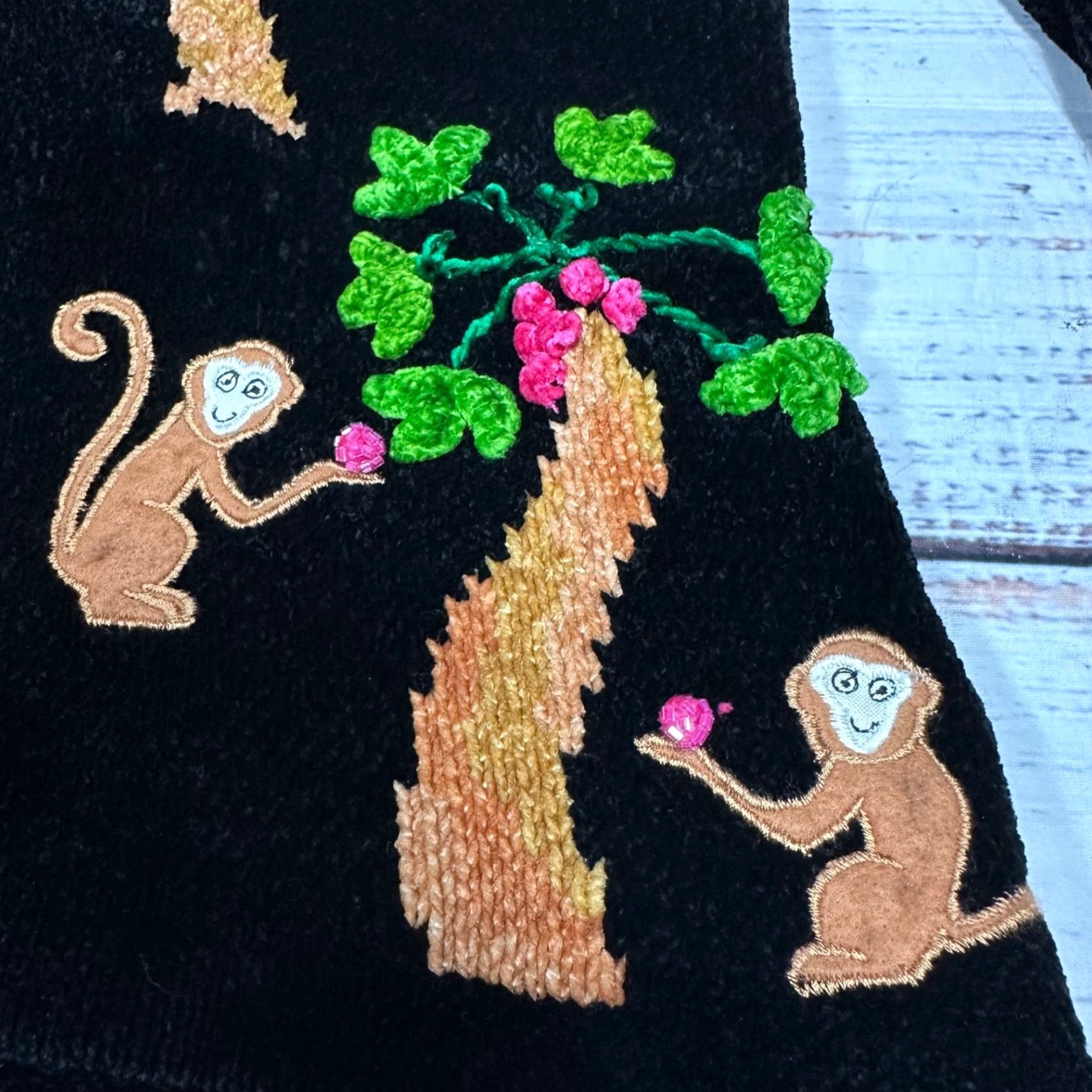 Vintage That Sweater Womens Sweater Black M Monkey Chenille Art To Wear Pullover Size M / US 6-8 / IT 42-44 - 6 Thumbnail