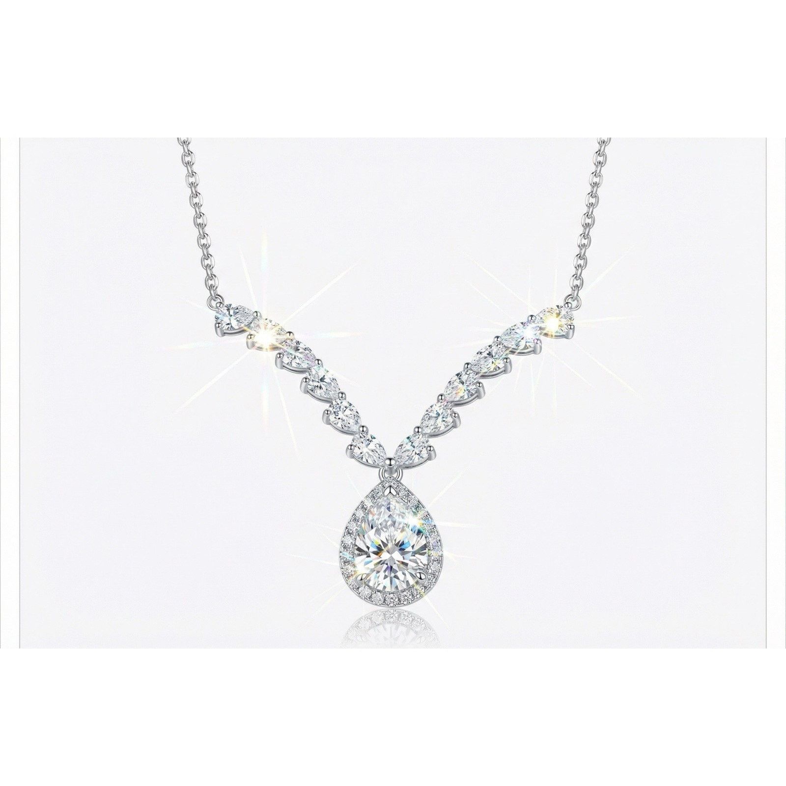 & Other Stories Stunning 2CTW Moissanite & 925 S Silver Teardrop Necklace Size ONE SIZE - 1 Thumbnail