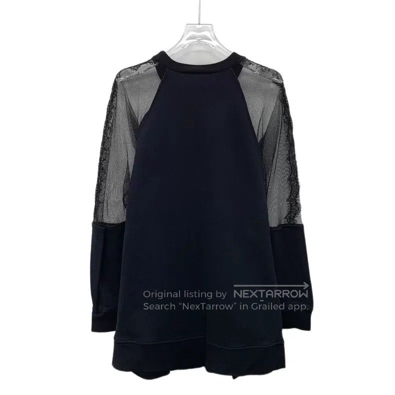 Alexander McQueen Alexander Mcqueen Black lace stitching round-neck long-sle Size US XXS / EU 40 - 2 Thumbnail