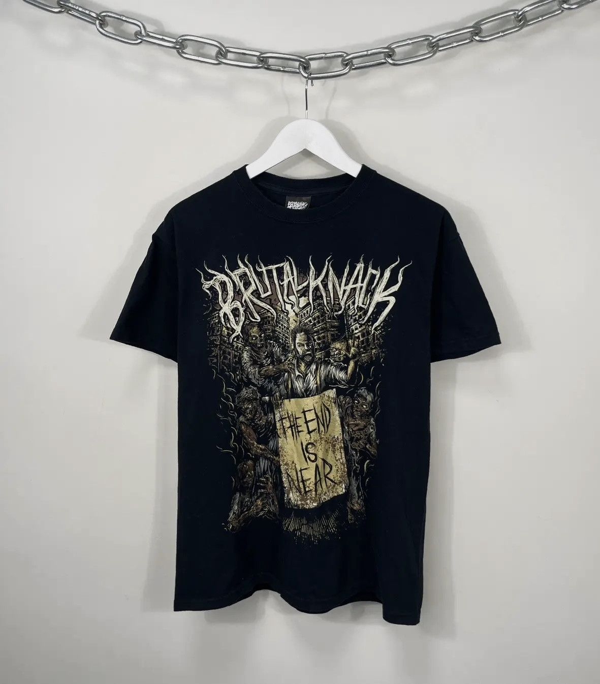 Band Tees × Vintage Vintage Brutal Knack Big Graphic Logo Black Rock Band Tee Size US M / EU 48-50 / 2 - 1 Thumbnail