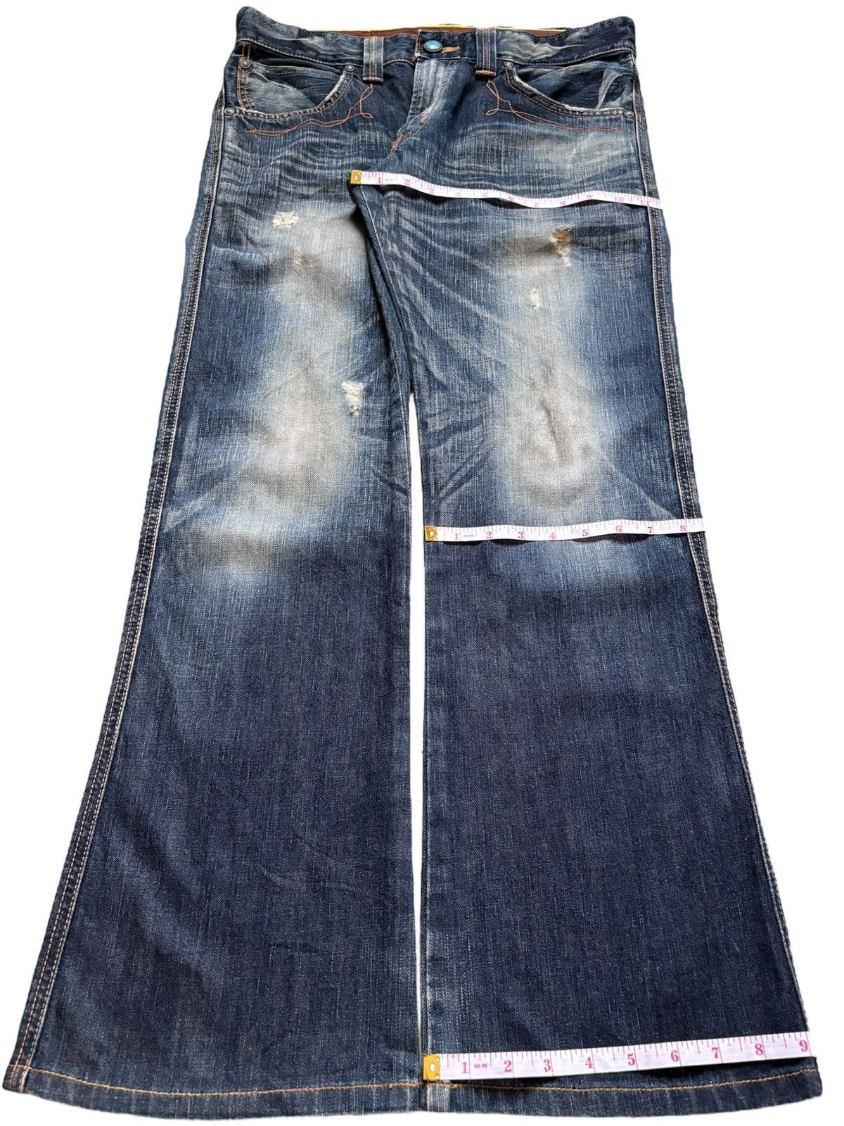 Edwin × Japanese Brand Vintage Japanese Edwin Bleach Mud Wash Bootcut Flare Jeans Size US 33 - 14 Thumbnail