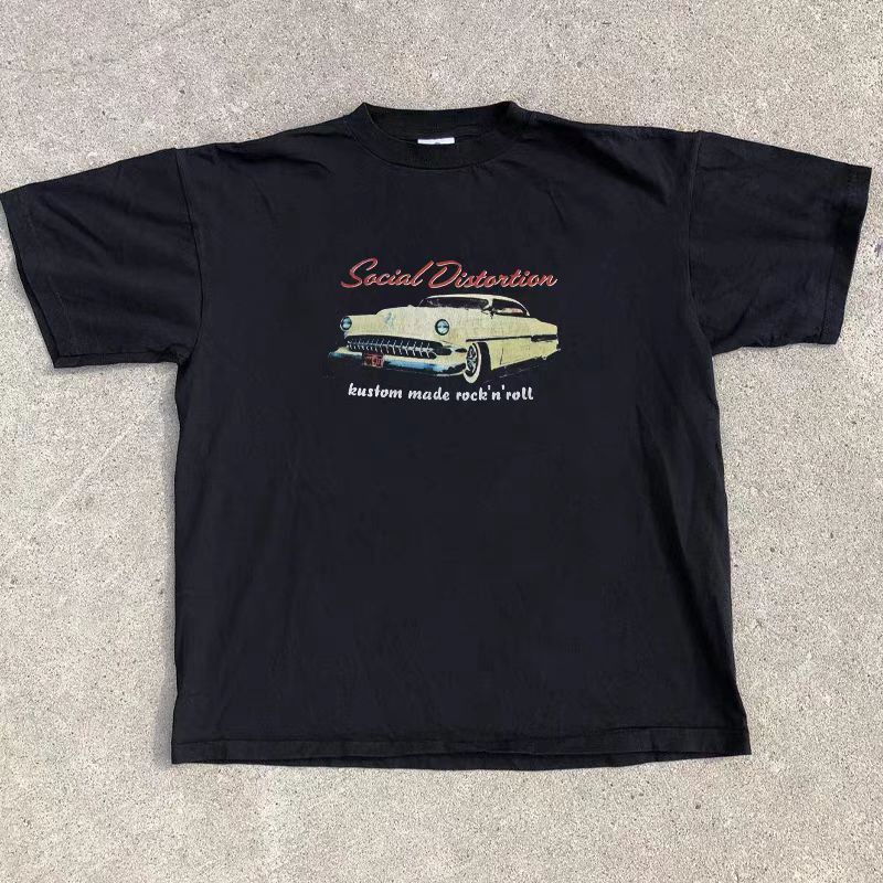 Japanese Brand × Vintage Black street retro car print cotton t-shirt Size US M / EU 48-50 / 2 - 1 Thumbnail