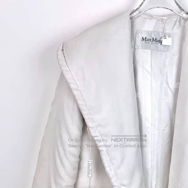 Max Mara Max Mara White Mulberry Silk Hooded Belted Cotton Coat Size S / US 4 / IT 40 - 3 Thumbnail