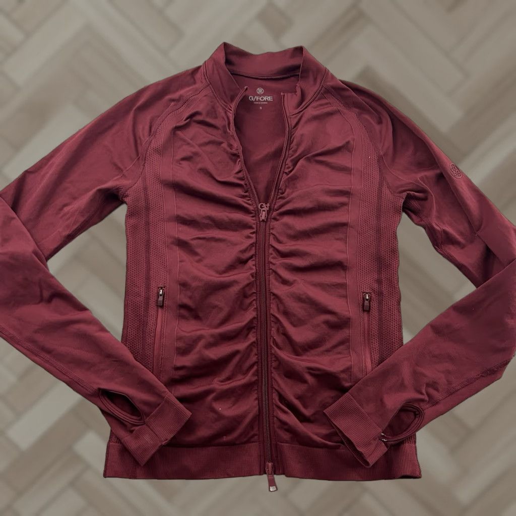 Vintage G FORE Women's Jacket Maroon Full Zip Thumbholes Athletic Slim Small S Sleeves Long Sleeve Regular Size Activewear Golf Size S / US 4 / IT 40 - 1 Thumbnail