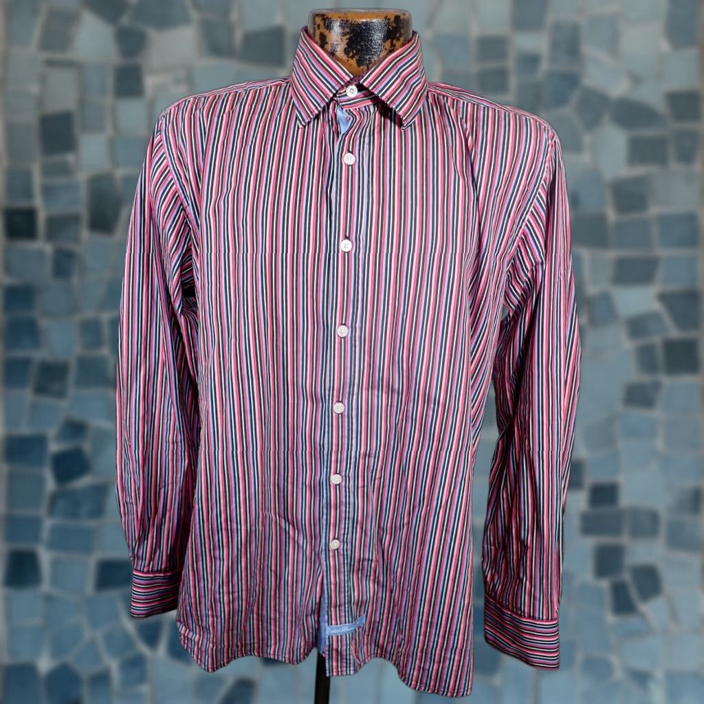 English Laundry English Laundry Button Shirt Mens L Stripe Cotton 16.5x34/35 Size US L / EU 52-54 / 3 - 1 Thumbnail