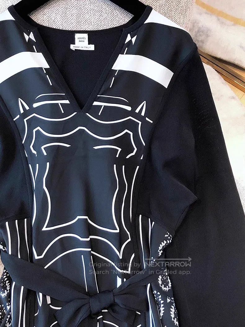 Hermes Hermes Spring/Autumn Twillaine series, black and white sil Size XXS / US 00 / IT 34 - 3 Thumbnail