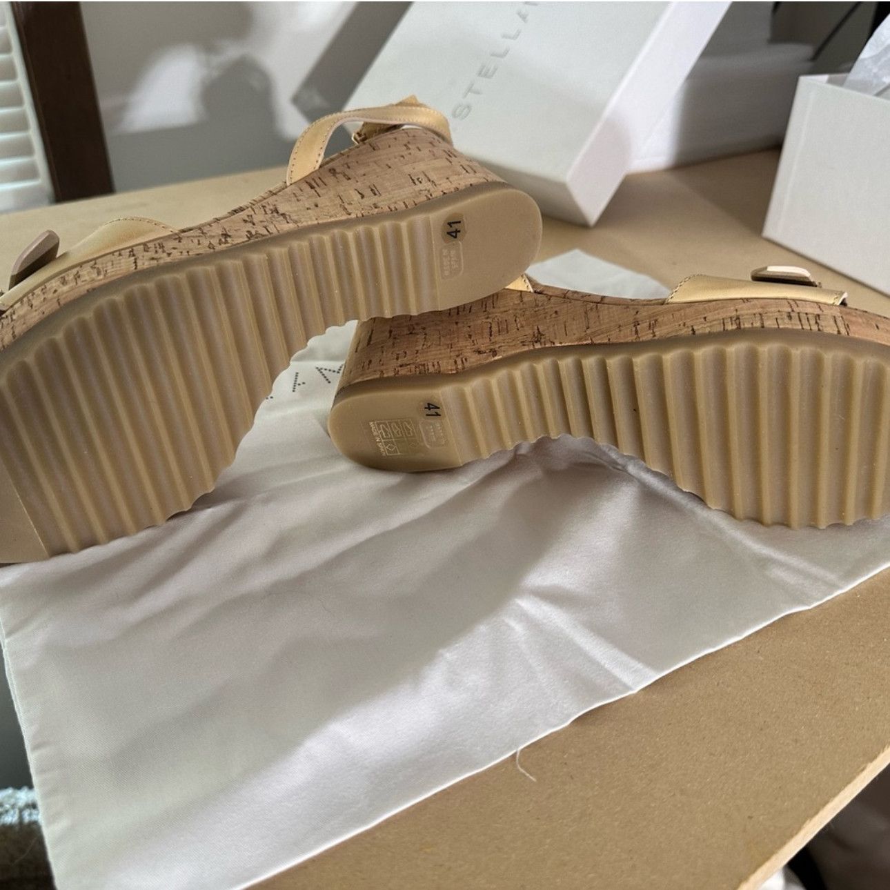 Stella McCartney Stella McCartney cork wedge buckle sandles tan 41 Size US 11 / IT 41 - 4 Thumbnail