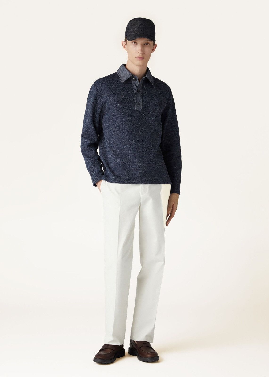Loro Piana o1srvl11e0225 FAN8382 Denim Polo Shirt in Navy Blue Size US S / EU 44-46 / 1 - 6 Thumbnail