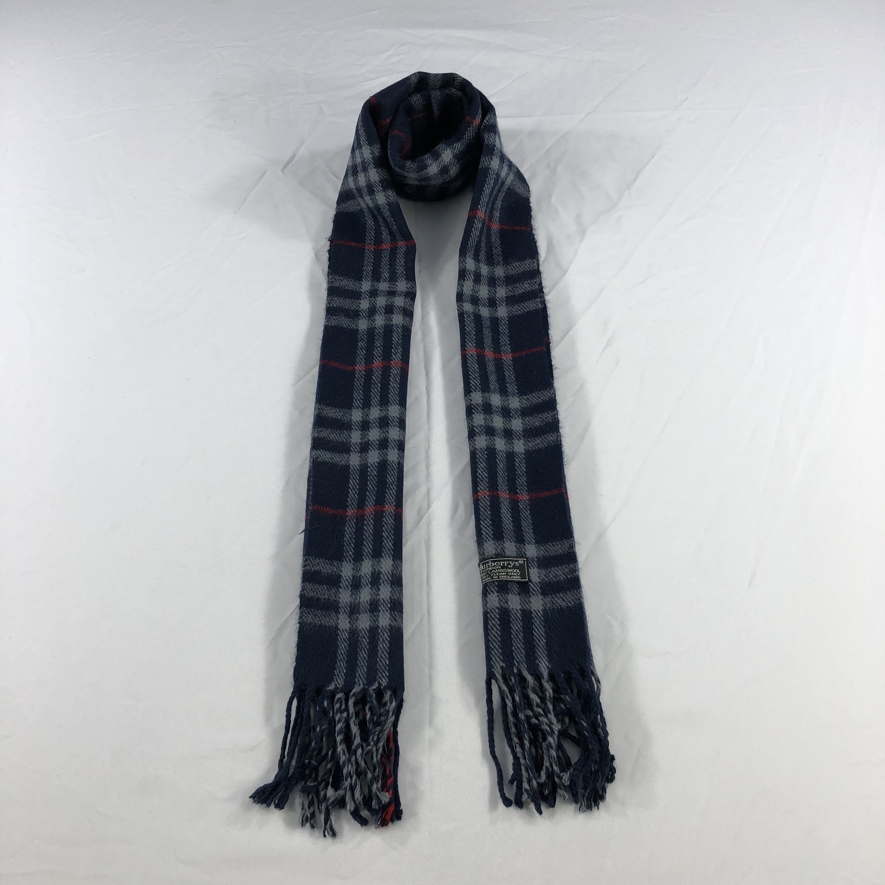 Burberry Burberrys Nova Check Blue Wool Scarf Muffler V1046 Size ONE SIZE - 1 Thumbnail