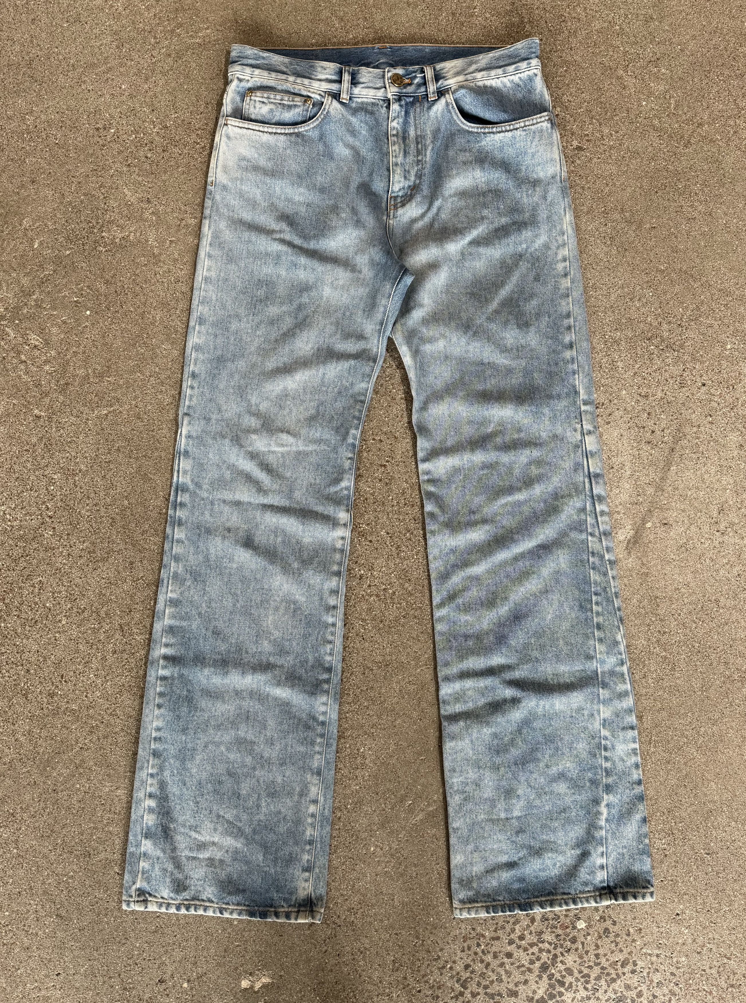 image of Louis Vuitton Staples Edition Wide Leg Denim in Blue, Men's (Size 30)