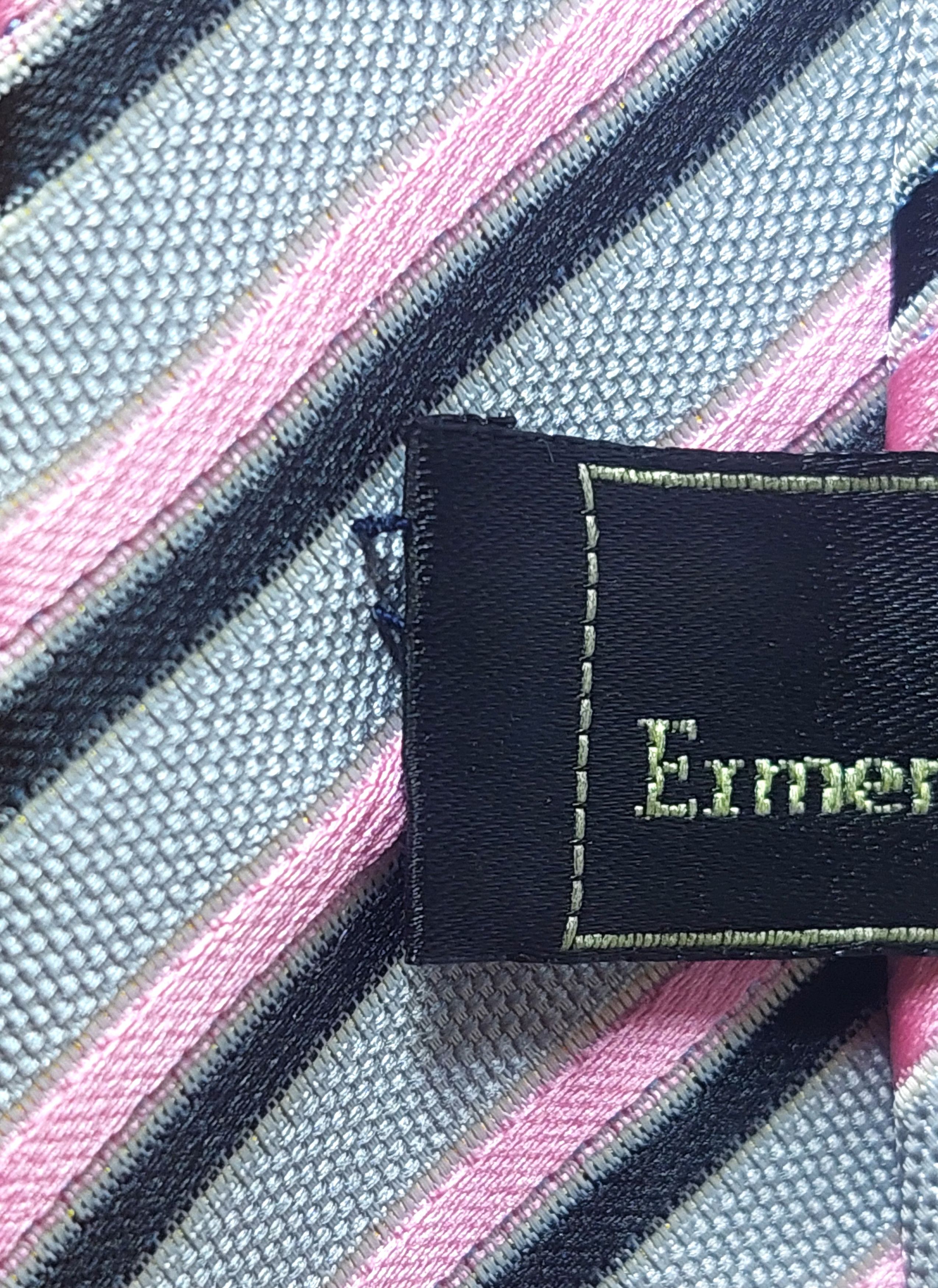 Ermenegildo Zegna Ermenegildo Zegna Silk Tie Gray Pink Diagonal Stripe Italy Size ONE SIZE - 17 Thumbnail