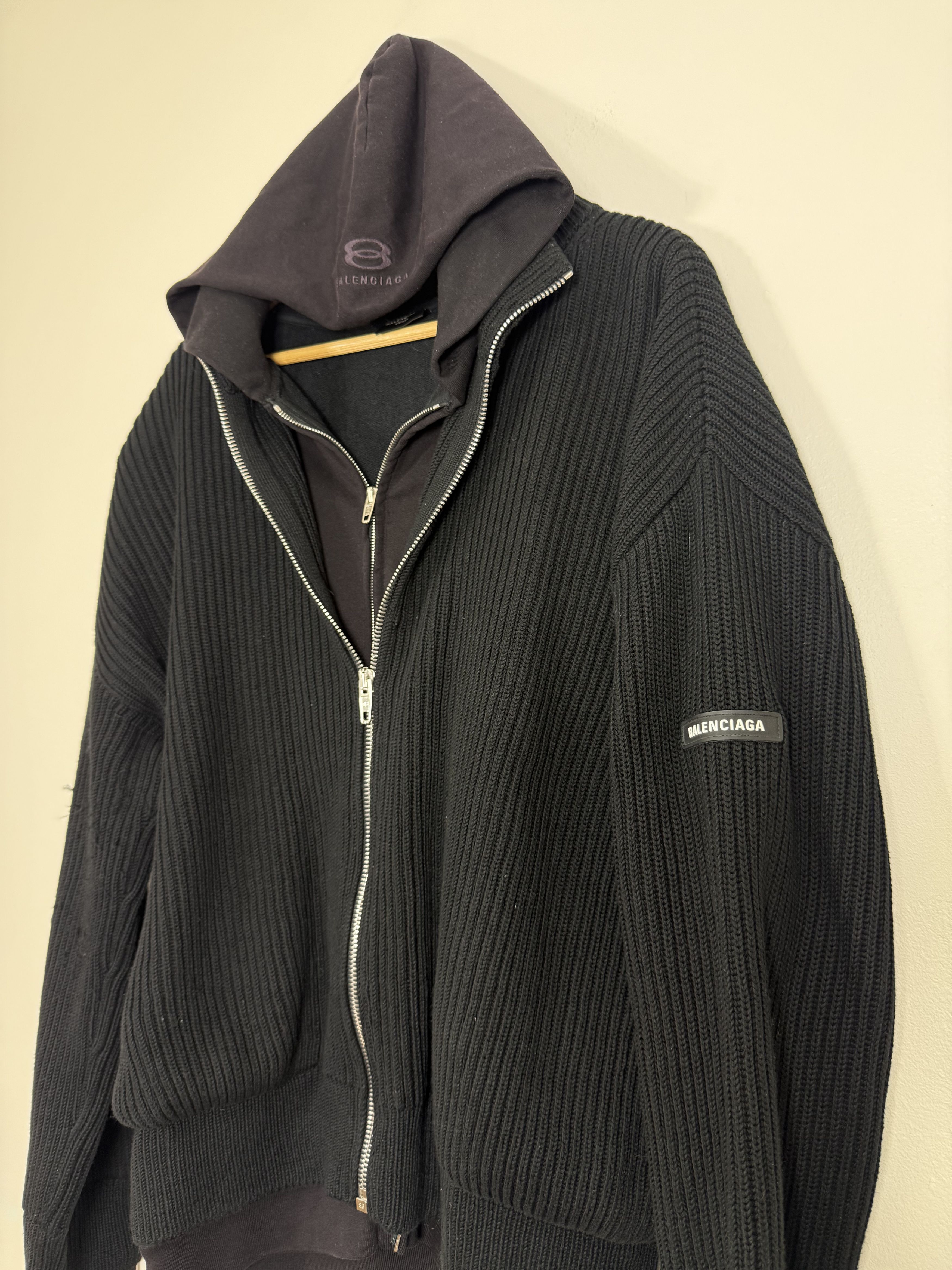Balenciaga Unity Sports Icon Layered Ribbed Knit Sweater + Hoodie Size US S / EU 44-46 / 1 - 4 Thumbnail