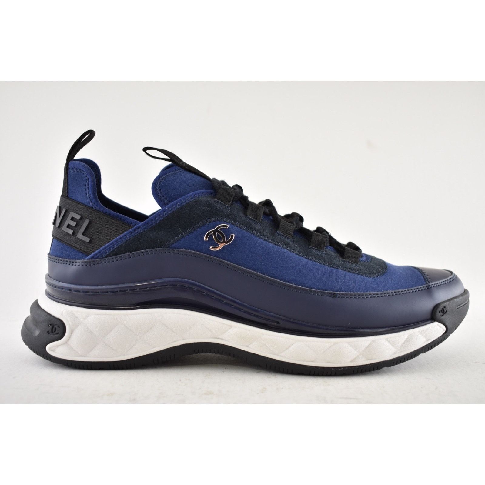 Chanel Chanel 20C Mens Blue Black White CC Logo Lace Up Low Size US 11 / EU 44 - 2 Thumbnail