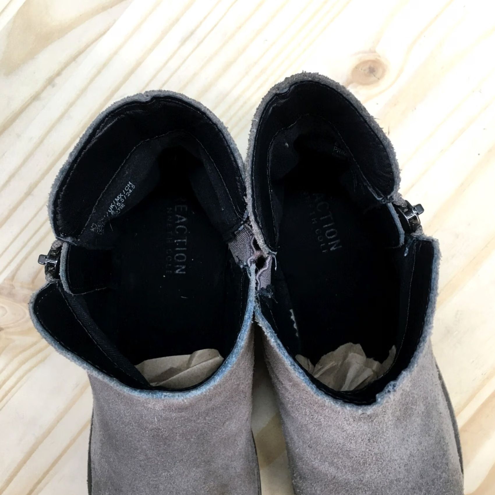Vintage Kenneth Cole Reaction Boots Womens 8 Gray Leather Wedge Ankle Booties Zip Size US 8 / IT 38 - 5 Thumbnail