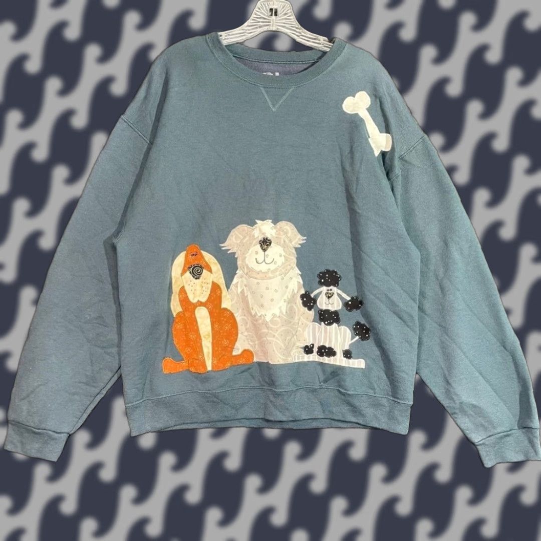 Fruit Of The Loom Fruit Of The Loom Crewneck Casual Sweater Three Dog Bone Print Design Womens L Blue Shirt Size L / US 10 / IT 46 - 1 Thumbnail