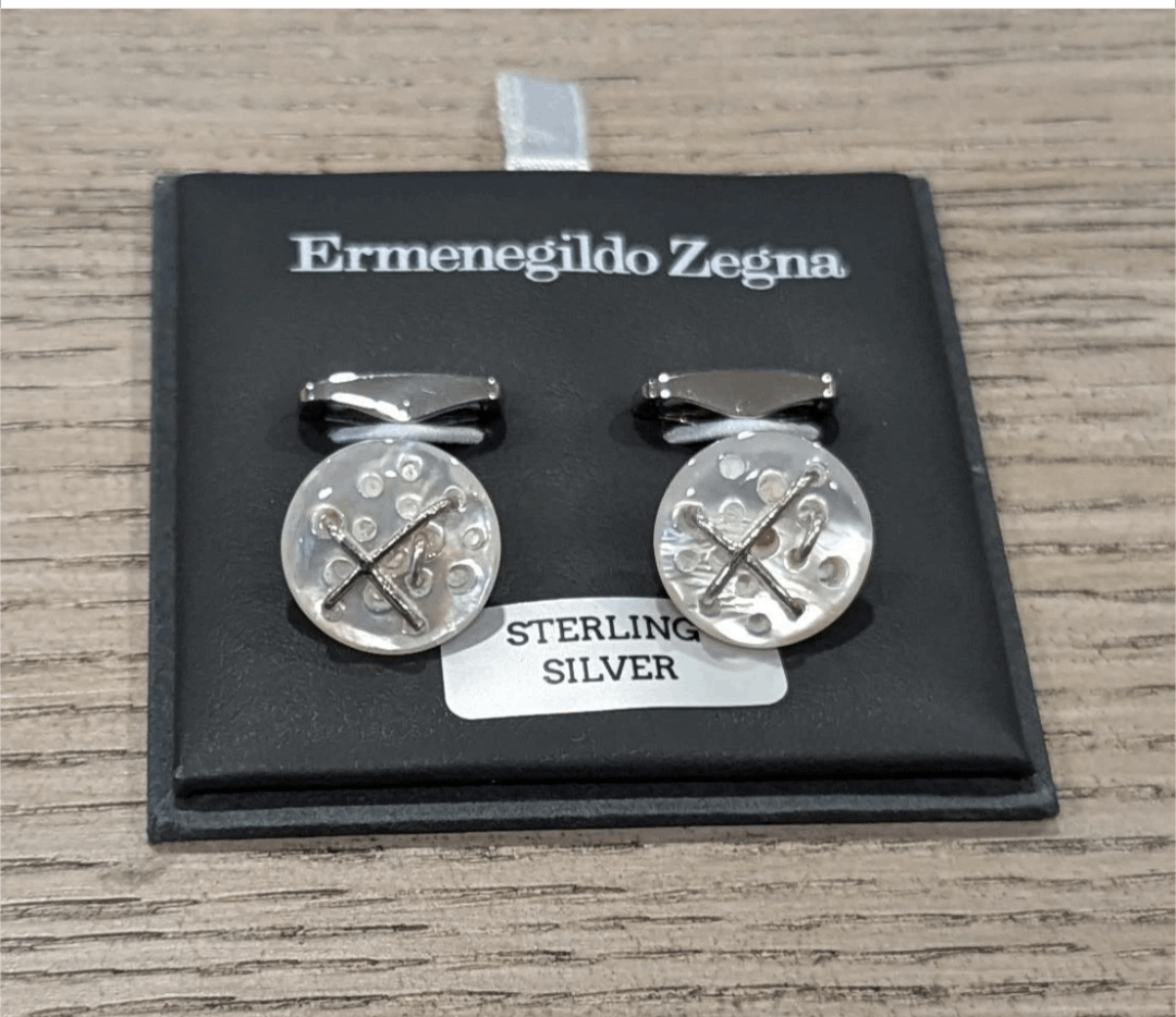 Zegna Silver/Mother of Pearl Cufflinks
