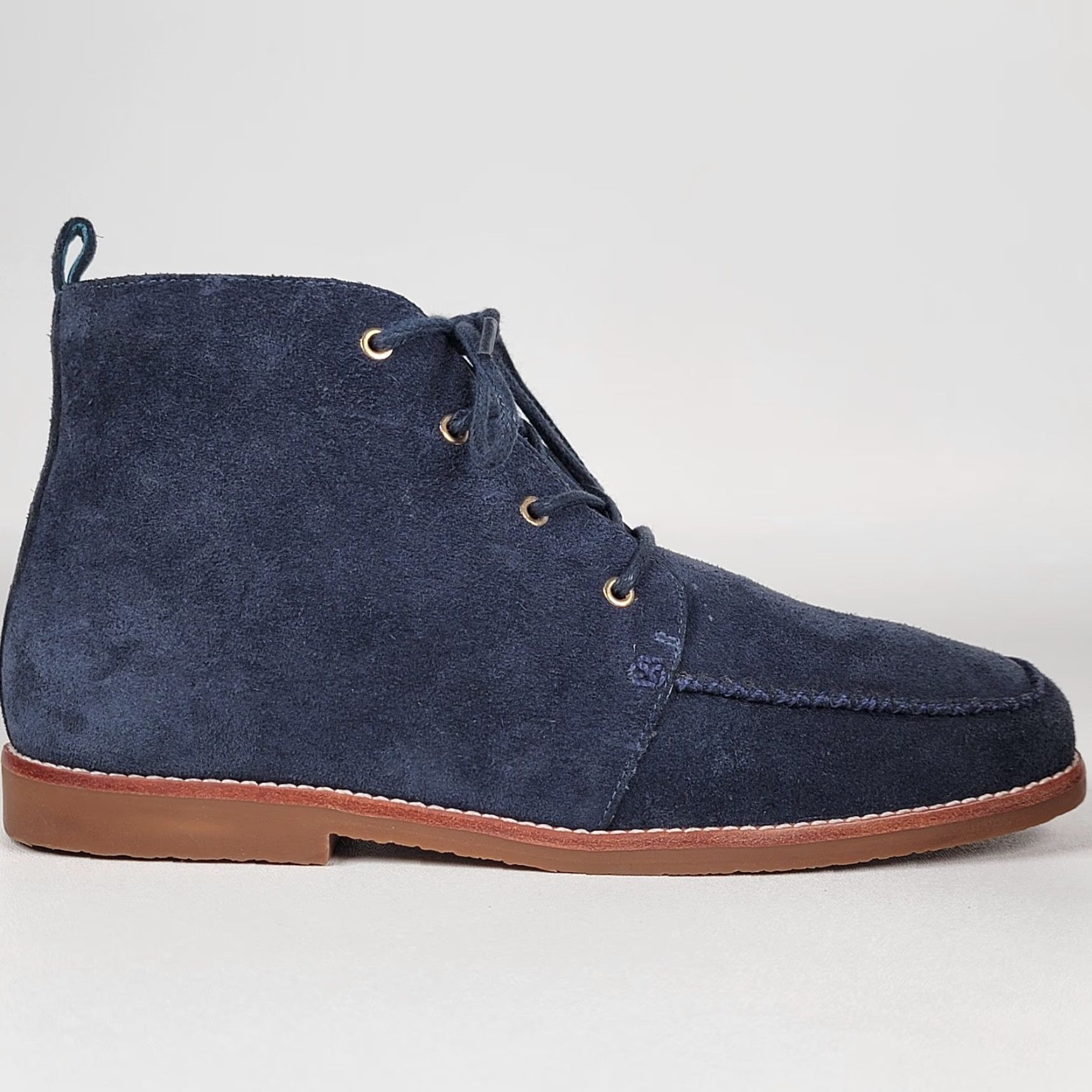 Valentino Frances Valentine Boots Women’s Davis Blue Suede Chukka Ankle Zip Square Toe 9B Womens Fall Winter Leather Lining Rubber Sole Boots Size US 9 / IT 39 - 4 Thumbnail