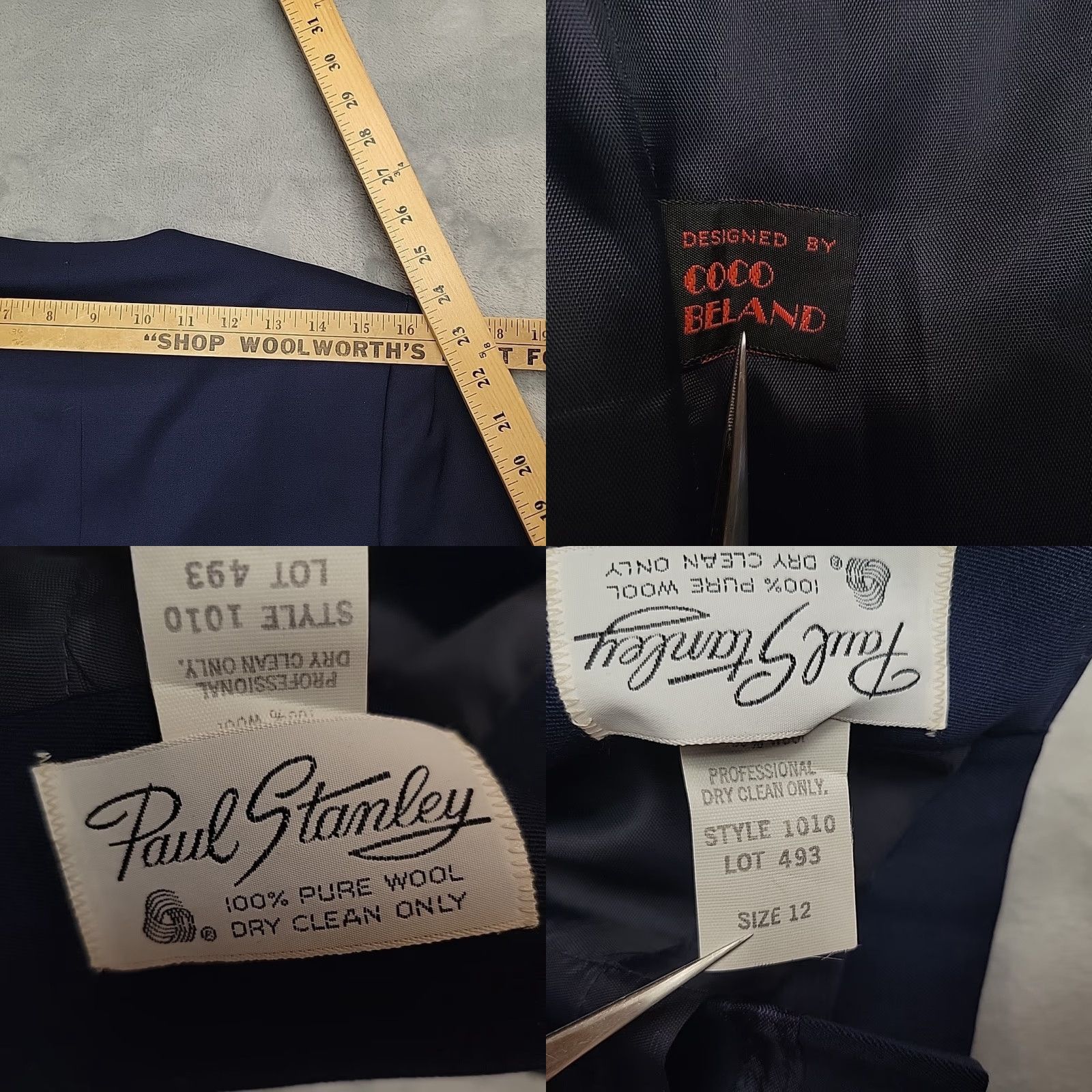 Vintage VINTAGE Paul Stanley Blazer Womens 12 Wool Blue 80s 90s Minimalist Tailored Button Collarless Lined Vintage Designer Business Casual Workwear Womens Size XL / US 12-14 / IT 48-50 - 8 Thumbnail