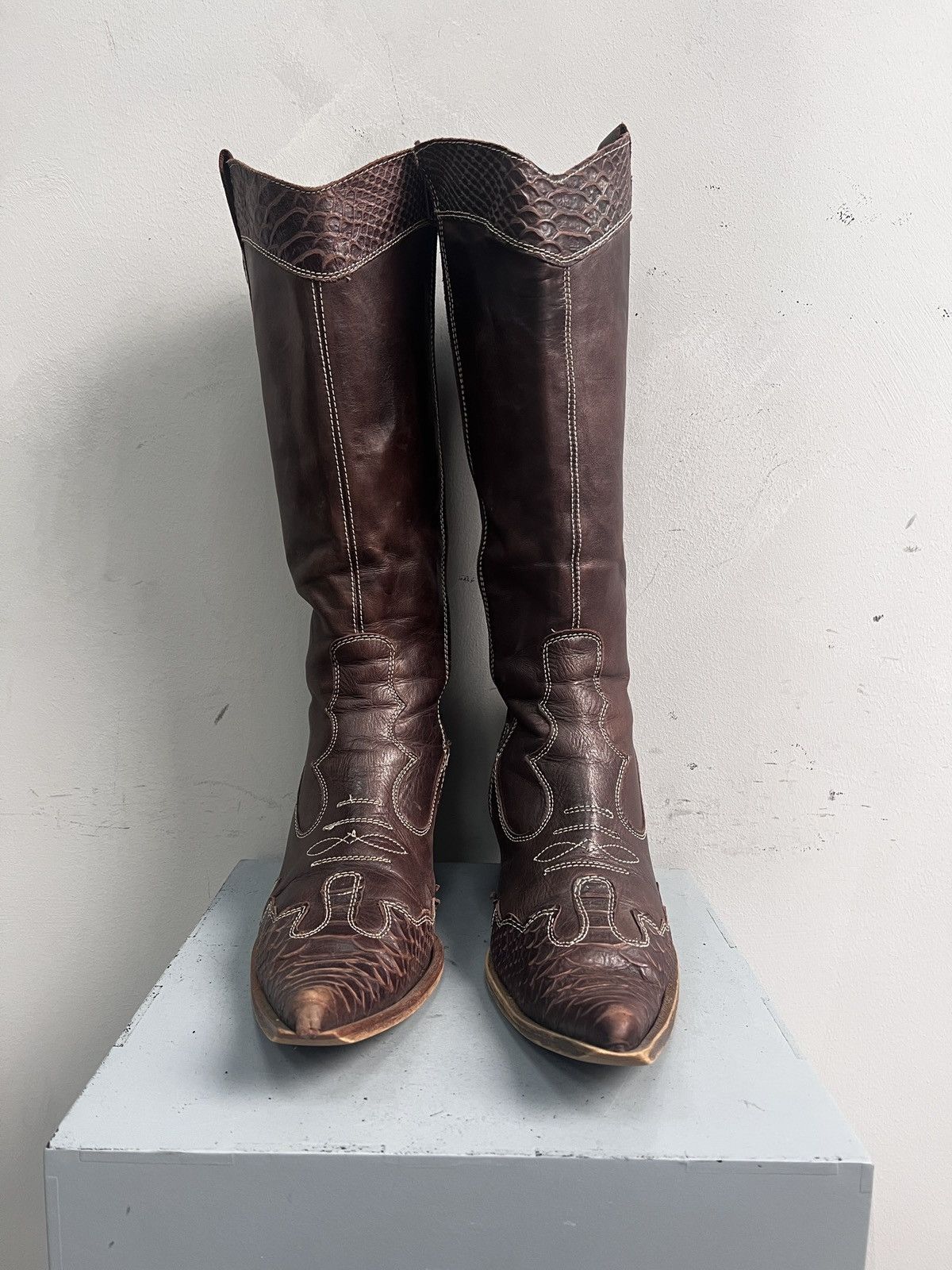 Western Rise If six was nine Brown leather boots western style guidi vibe Size US 7.5 / EU 40-41 - 3 Thumbnail