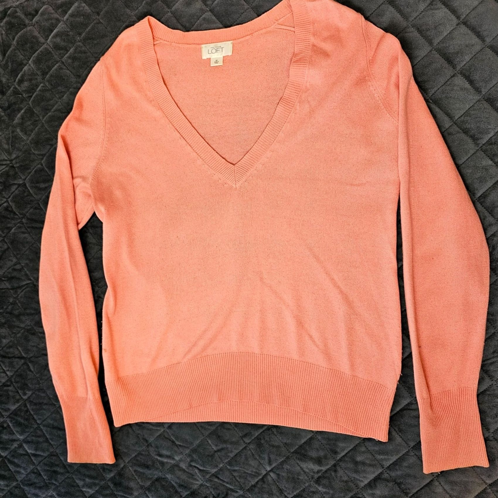 Loft VINTAGE LOFT Sweater Women Size M Pink Silk Blend Long Sleeve V-Neck Pullover Size M / US 6-8 / IT 42-44 - 6 Thumbnail