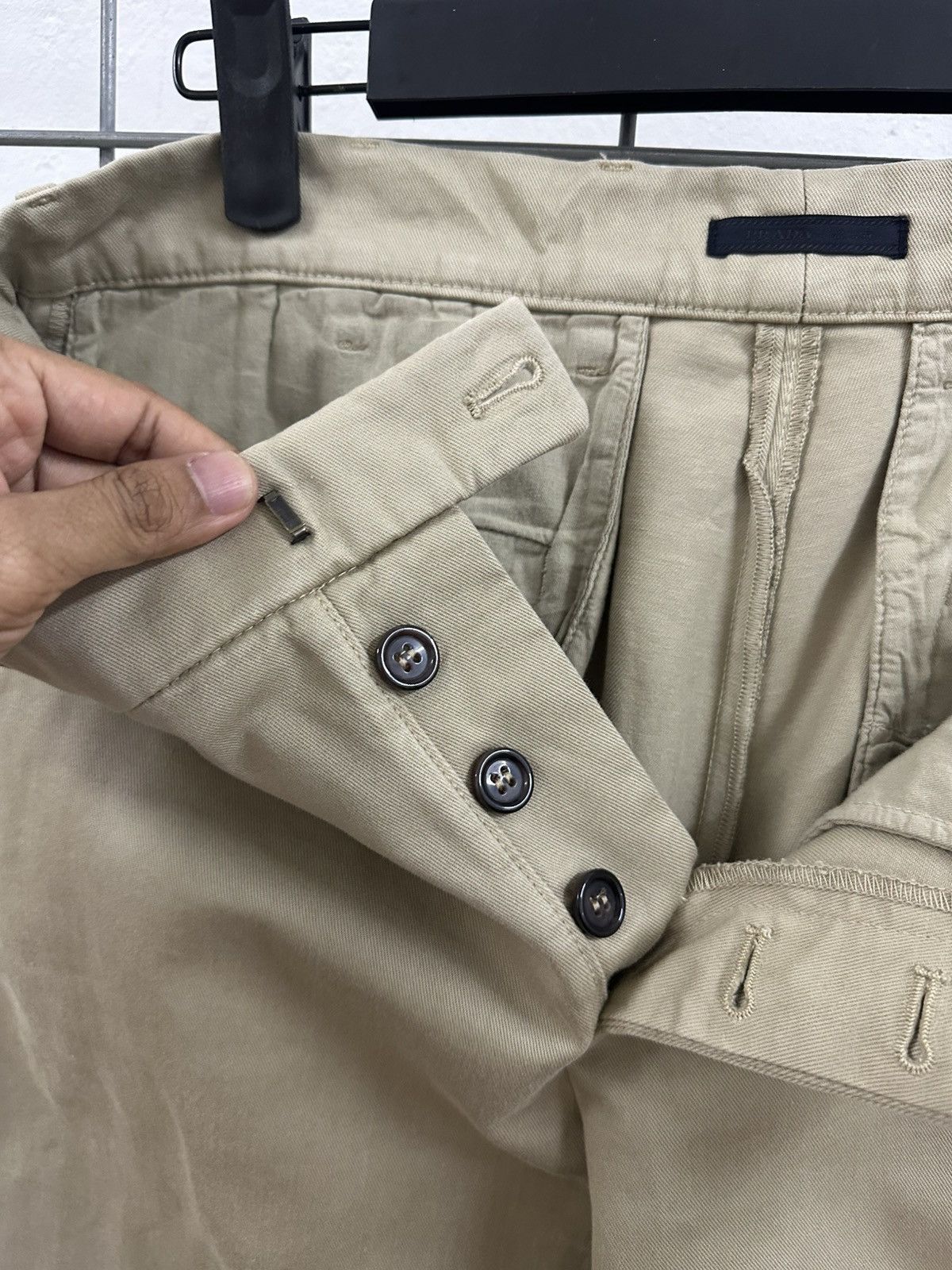 Prada Prada SPH07B Cotton Gabardine Trousers (Khaki) Size 29" - 9 Thumbnail