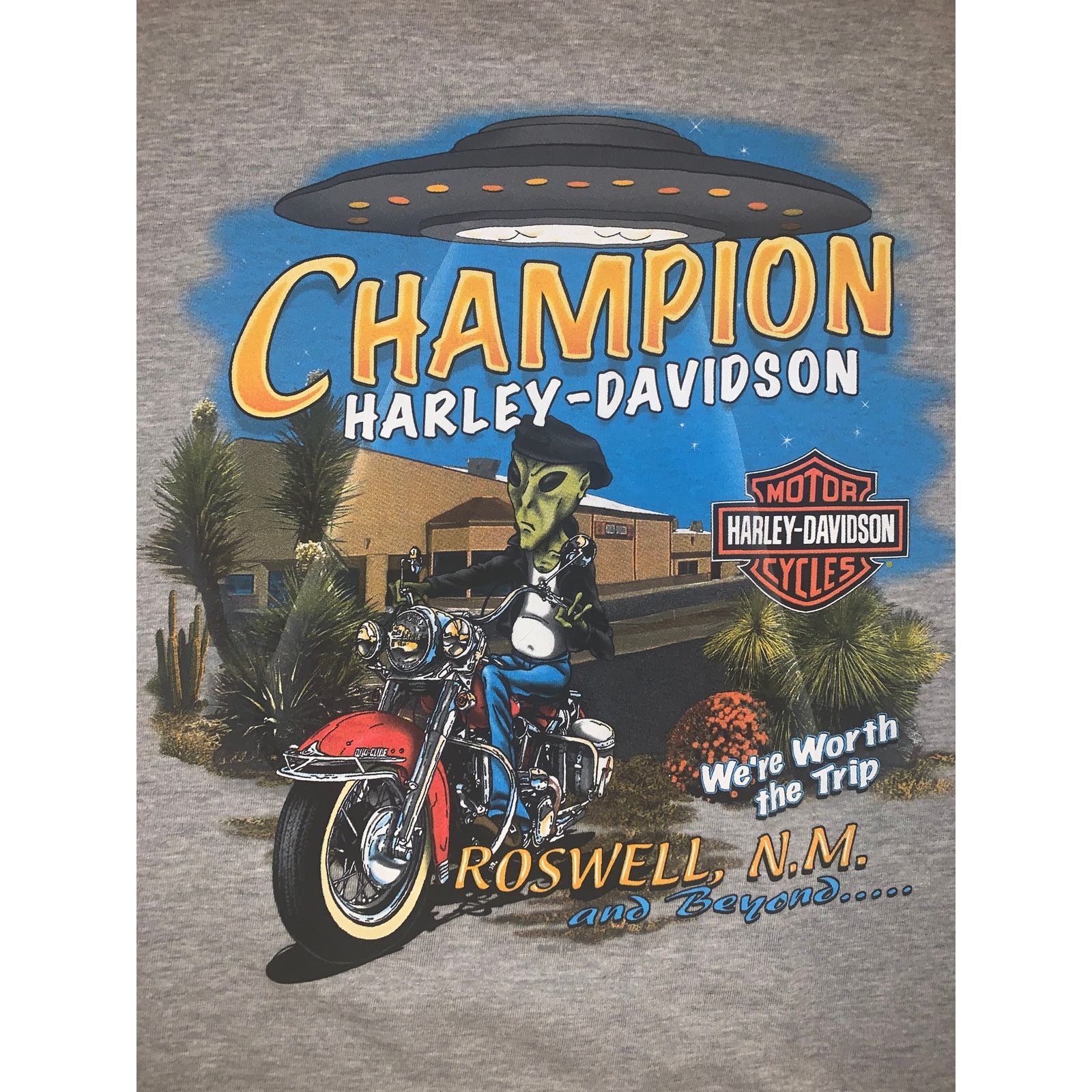 Harley Davidson Harley-Davidson Roswell Alien Motorcycle Tee Gray Men’s L Size US L / EU 52-54 / 3 - 1 Thumbnail