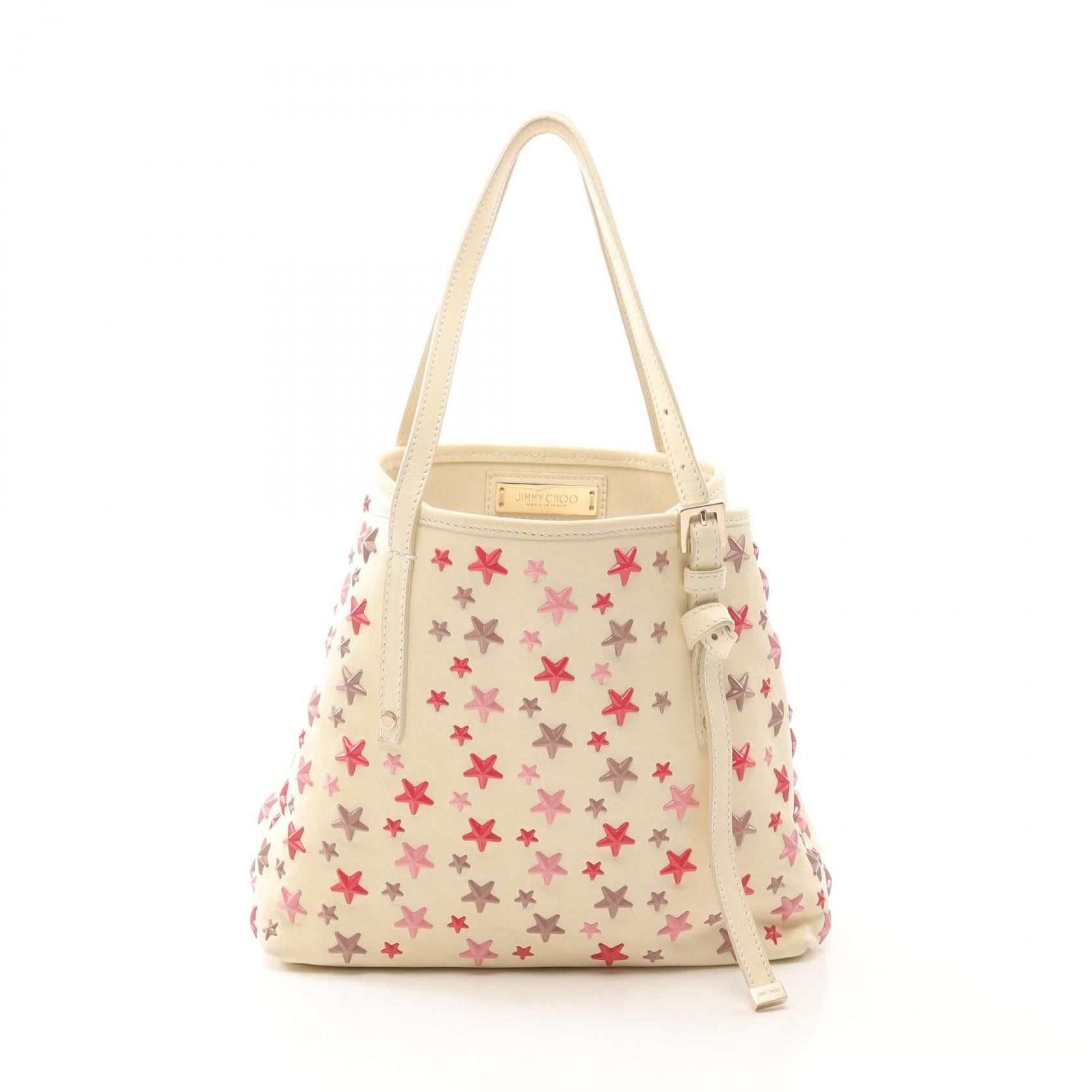 Jimmy Choo Jimmy Choo Sasha S Handbag Tote Bag Leather Ivory Multicolored Star Studs Size ONE SIZE - 1 Thumbnail