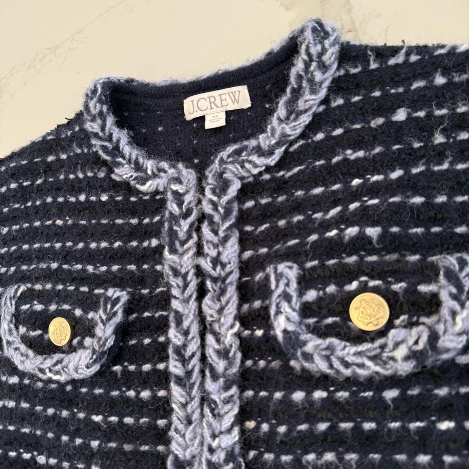 J.Crew J. Crew Cropped Lady Jacket Marled Yarn Women’s XS Blue Size XS / US 0-2 / IT 36-38 - 3 Thumbnail