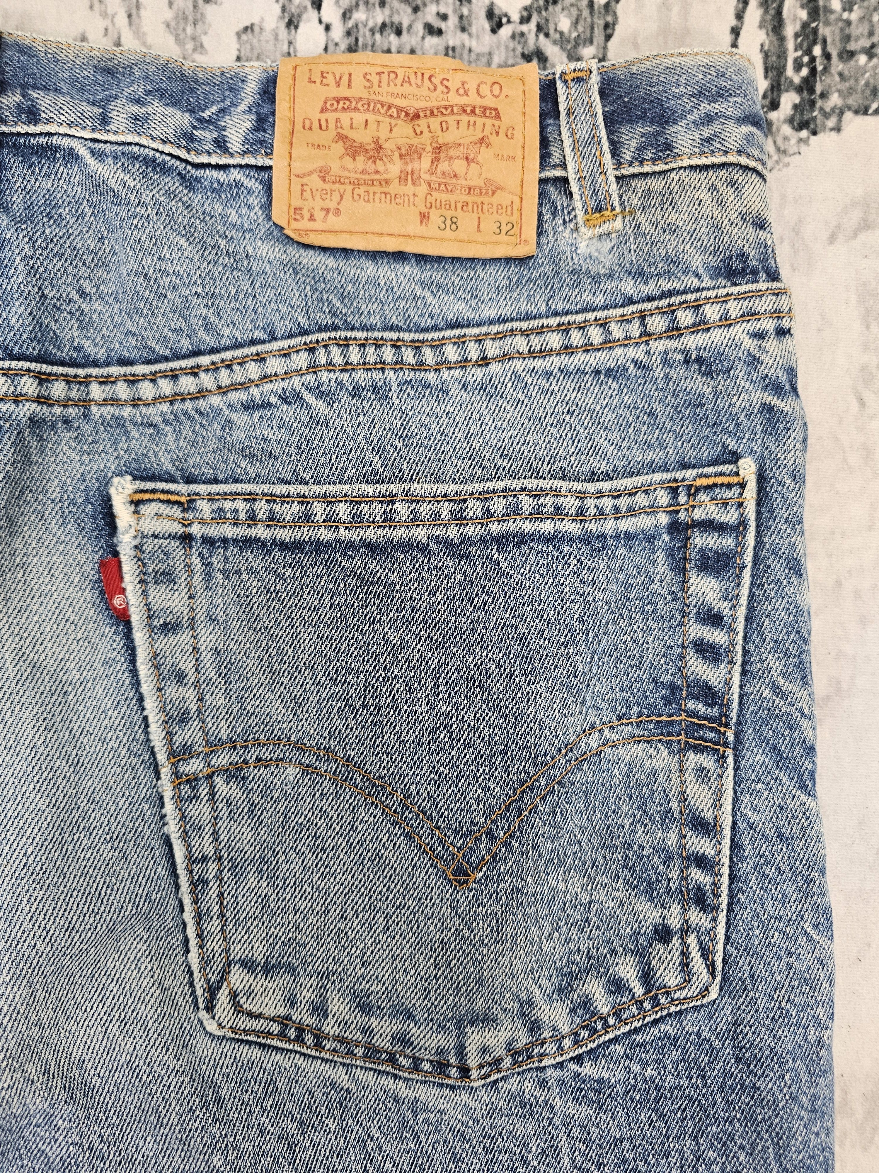 Levi's Vintage Clothing Vtg LEVIS 517 Boot Cut Flare Made In USA Ripped Jeans L0535 Size US 38 / EU 54 - 11 Thumbnail