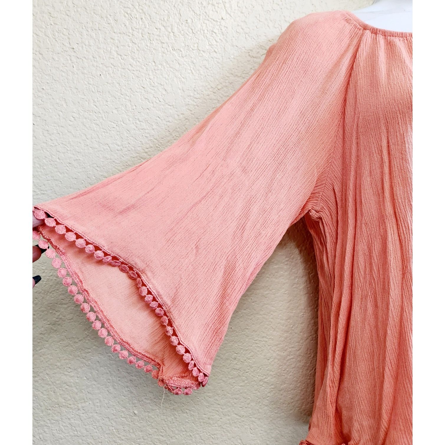 Other New Directions Orange Crinkle Material Crochet Trim Top L Size L / US 10 / IT 46 - 3 Thumbnail