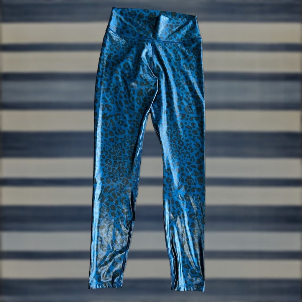Vintage WITH Women's Blue Cheetah Legging Pants Sz M Animal Print Size 32" / US 10 / IT 46 - 1 Thumbnail