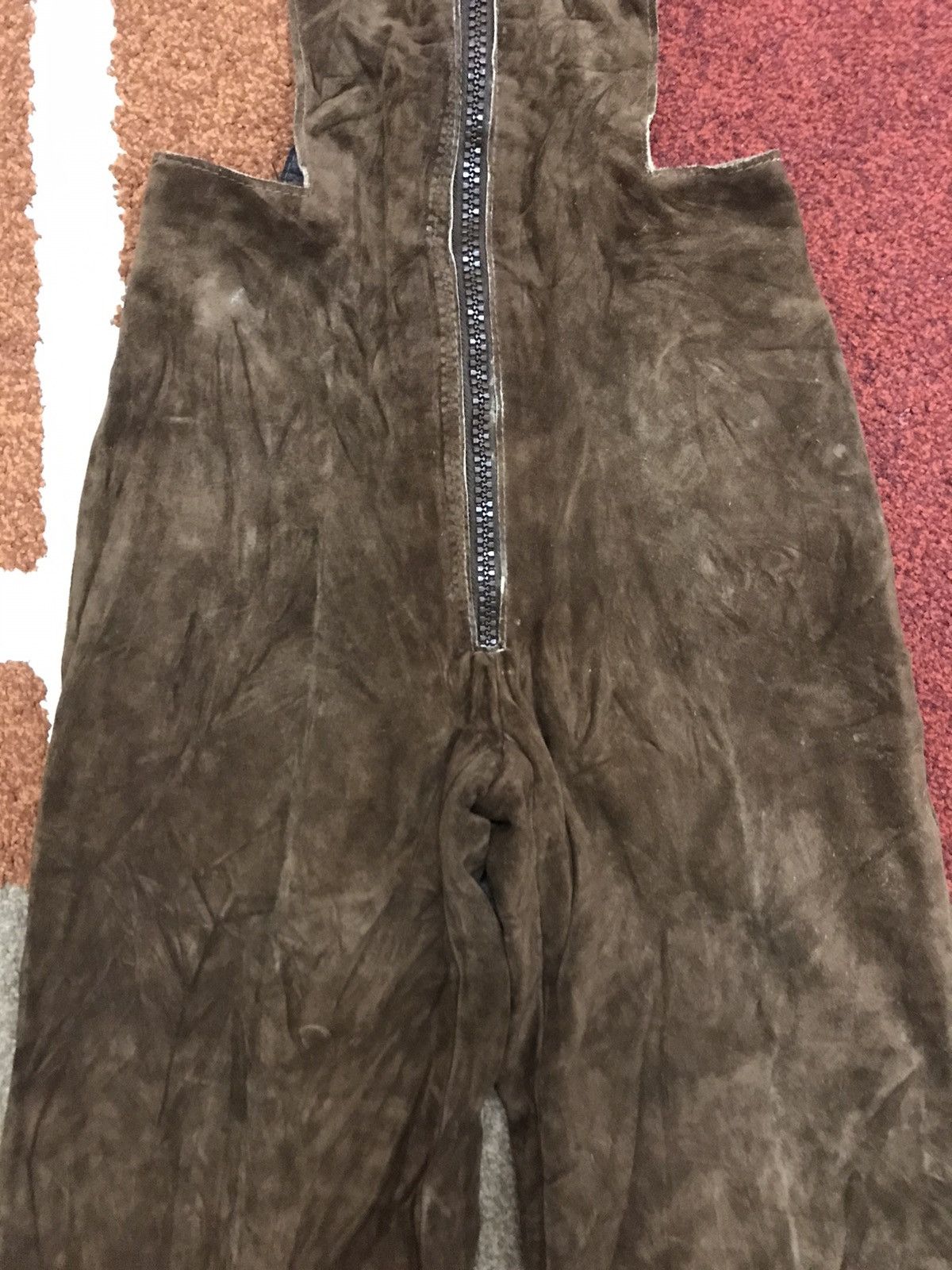 Leather × Vintage AICAD Suede Leather Workwear Jumpsuit Size 23" - 6 Thumbnail